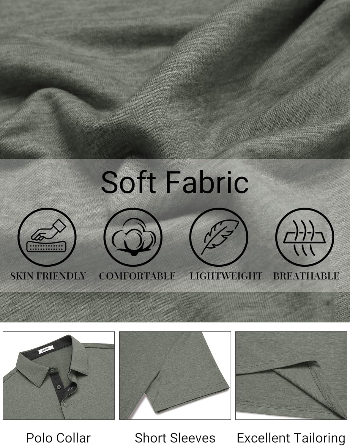 COOFANDY Mens Polo Shirts Short Sleeve Casual Summer Polo Tee Classic Collared Golf Stylish Tops - Image 5