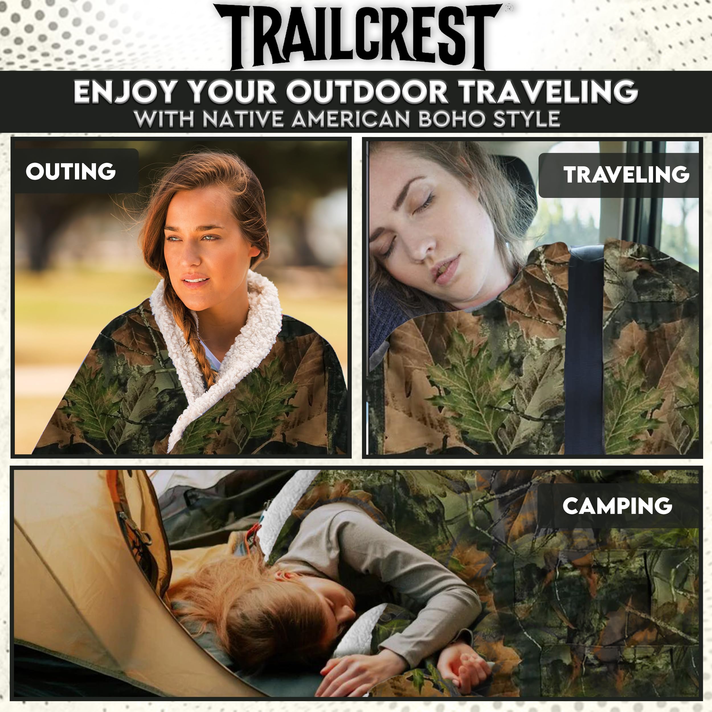 スローブランケット　80×60インチ Amazon｜TrailCrest ソフトタッチリバーシブル迷彩スローブランケット