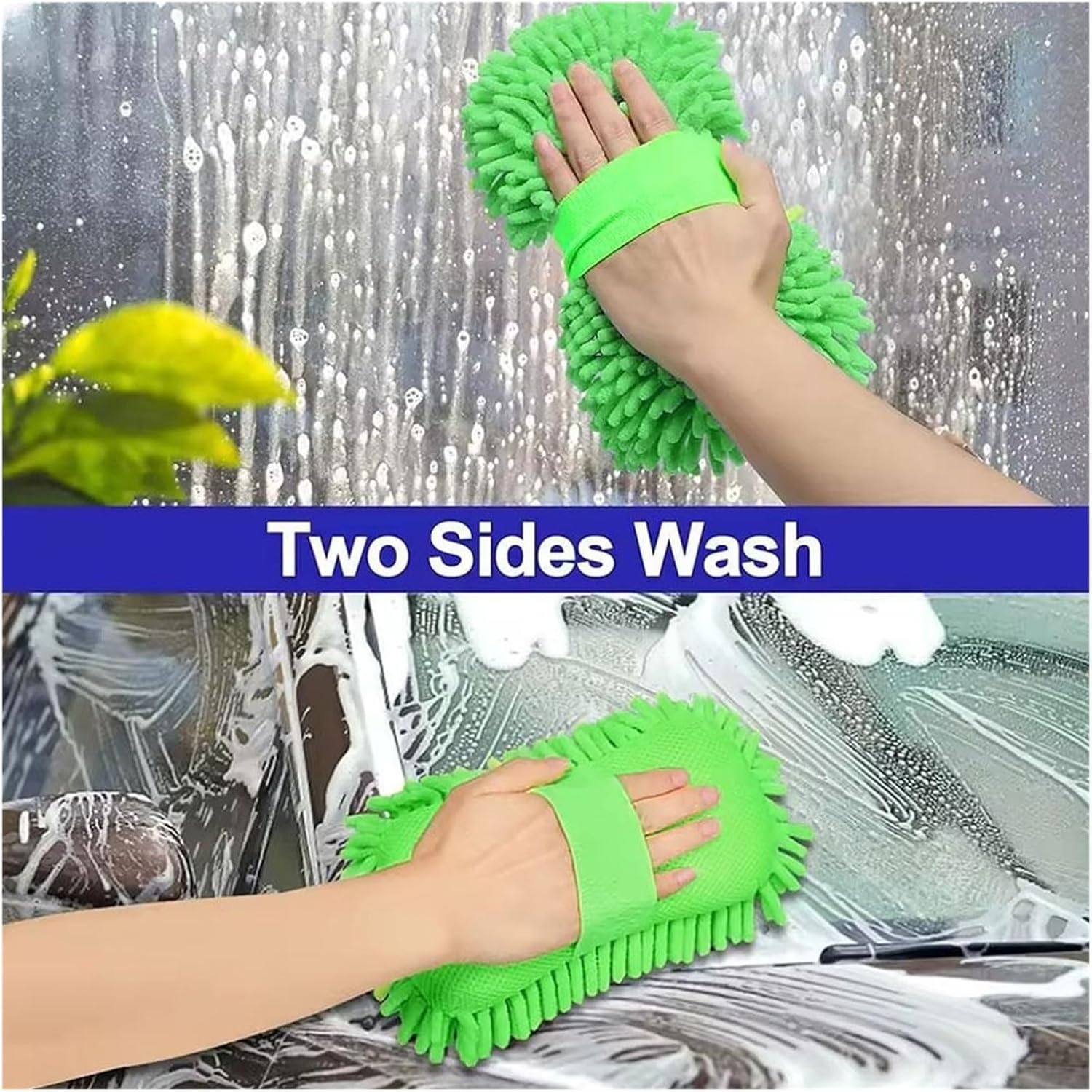 Green Car Washing Gloves - Styling Wash Care Brush Pad for Cleaning(02)