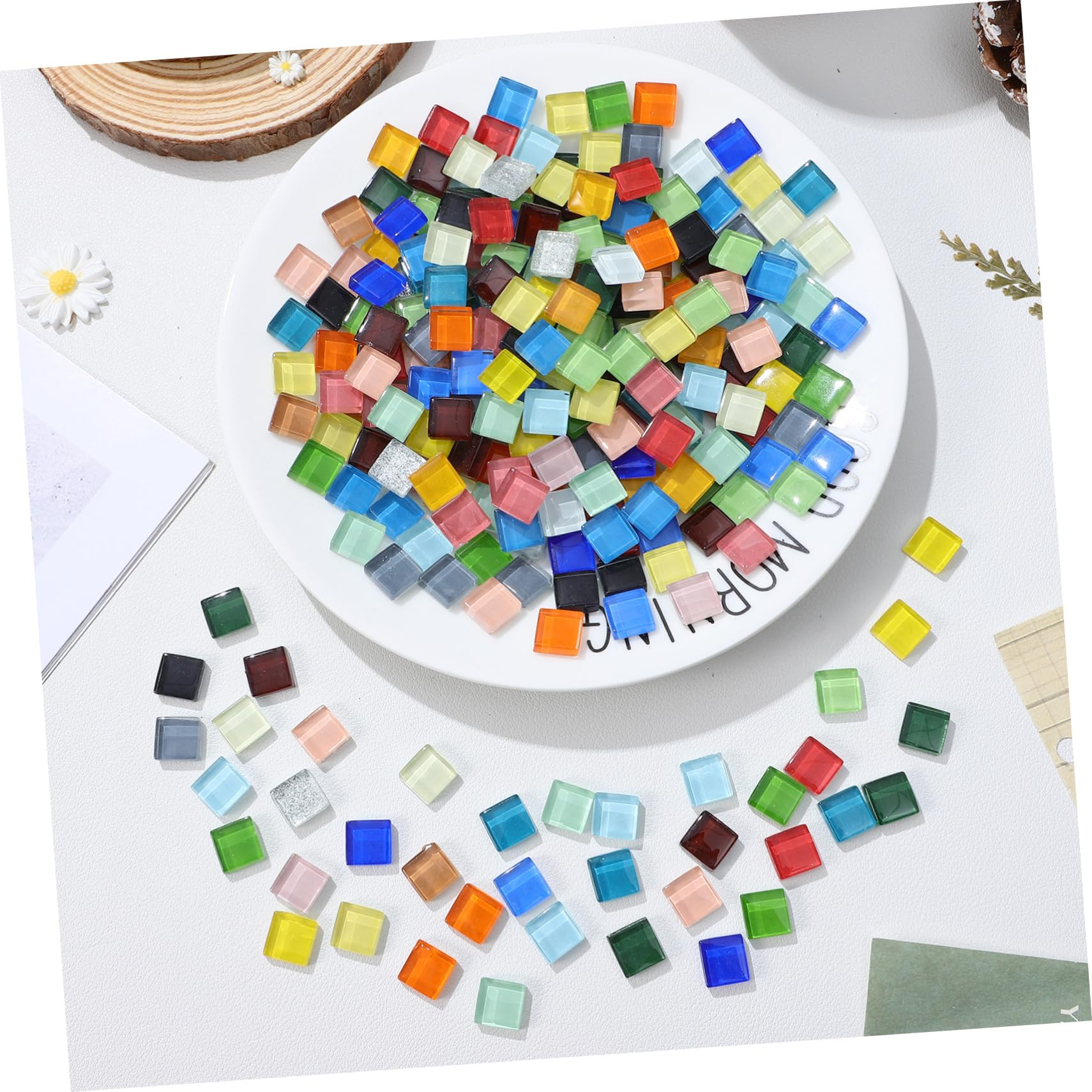 Piezas de Cristal para Mosaico Diy, Cuadradas, 1200 Piezas