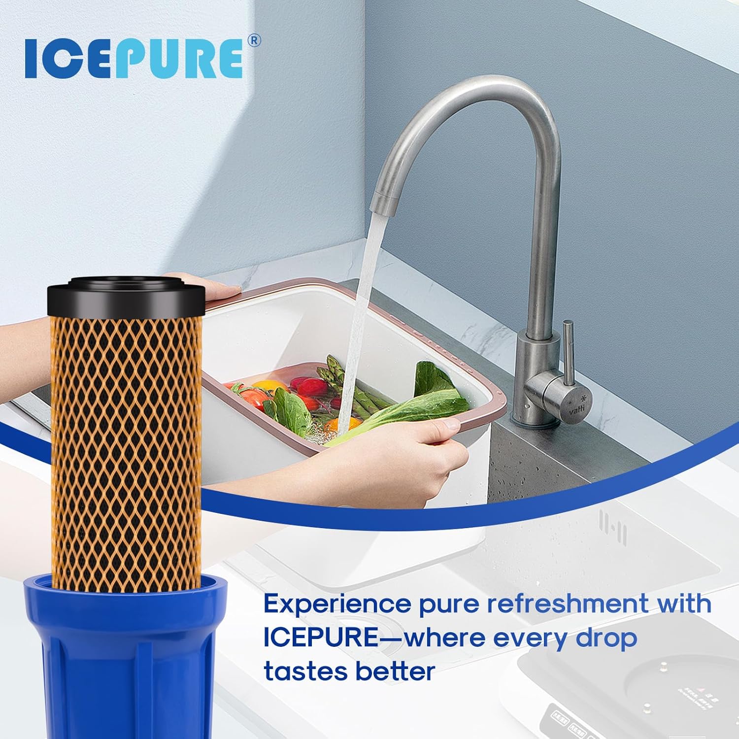 ICEPURE 5 Micron 20" x 2.5" Whole House Activated Carbon and KDF Water Filter Cartridge, Heavy Metal Removal Filter Replacement for EP-20, C1-20, F3WCB32, CTO20-KDF, 1PACK - Image 8