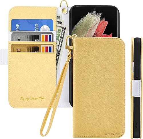 Miniatura 8 de Samsung Galaxy S22 Ultra 5G - Funda tipo cartera con tapa y textura de lichi, piel y TPU a prueba de golpes, con soporte para tarjetas, cierre