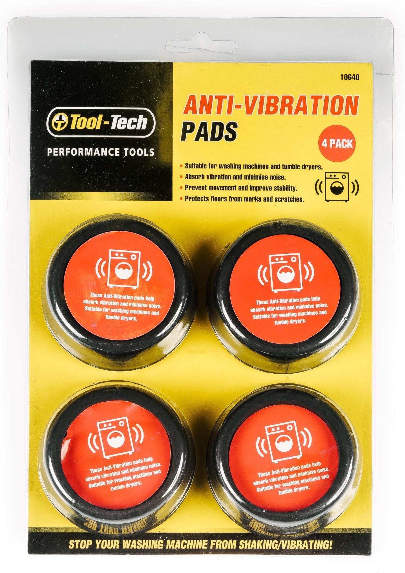 Anti Vibration Pads for Washing Machine feet - Reduces washing machine vibration - Set of 4