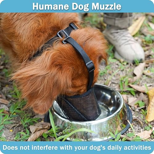 Miniatura 9 de Bozal para perro, bozales de malla suave para perros pequeños, medianos y grandes, protector bucal transpirable con correa ajustable y hebilla de