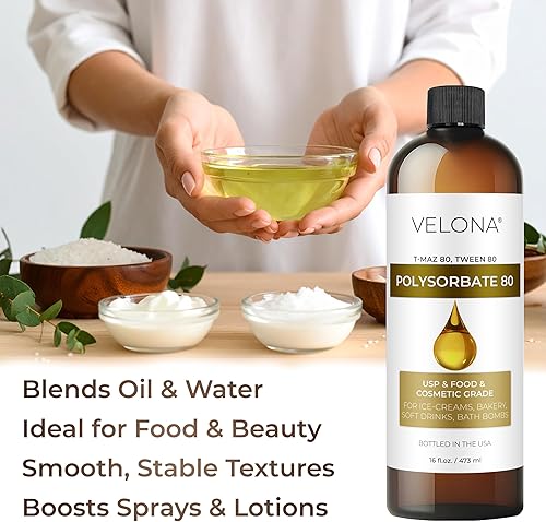 Miniatura 5 de Polysorbate 80 de velona - 8 onzas líquidas  Solubilizante, grado alimenticio y cosmético  Todo natural para cocinar, cuidado de la piel y bombas de