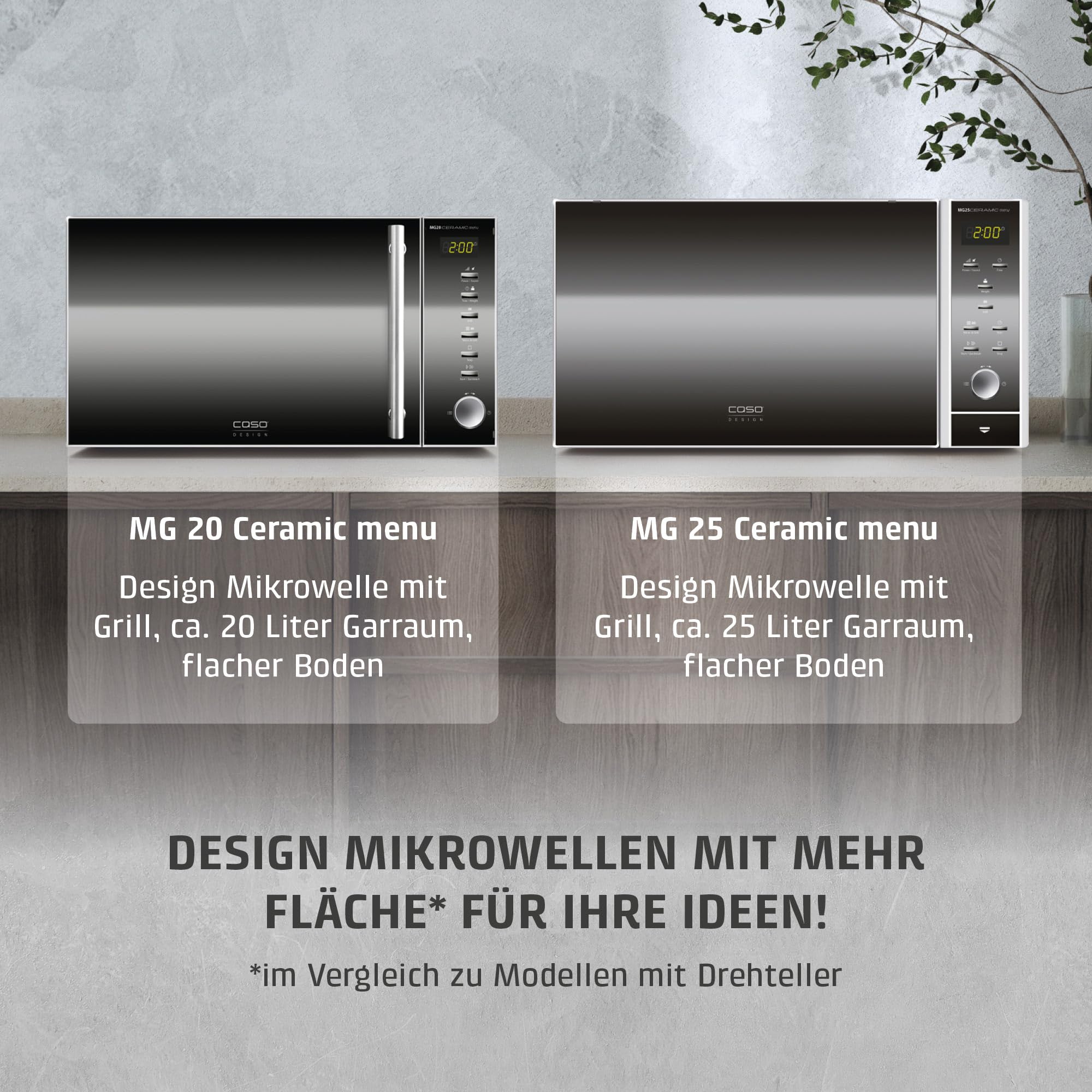 CASO MG20 Ceramic menu 2-in-1 Mikrowelle mit Grill 800 W 1000 W 20 L Edelstahl
