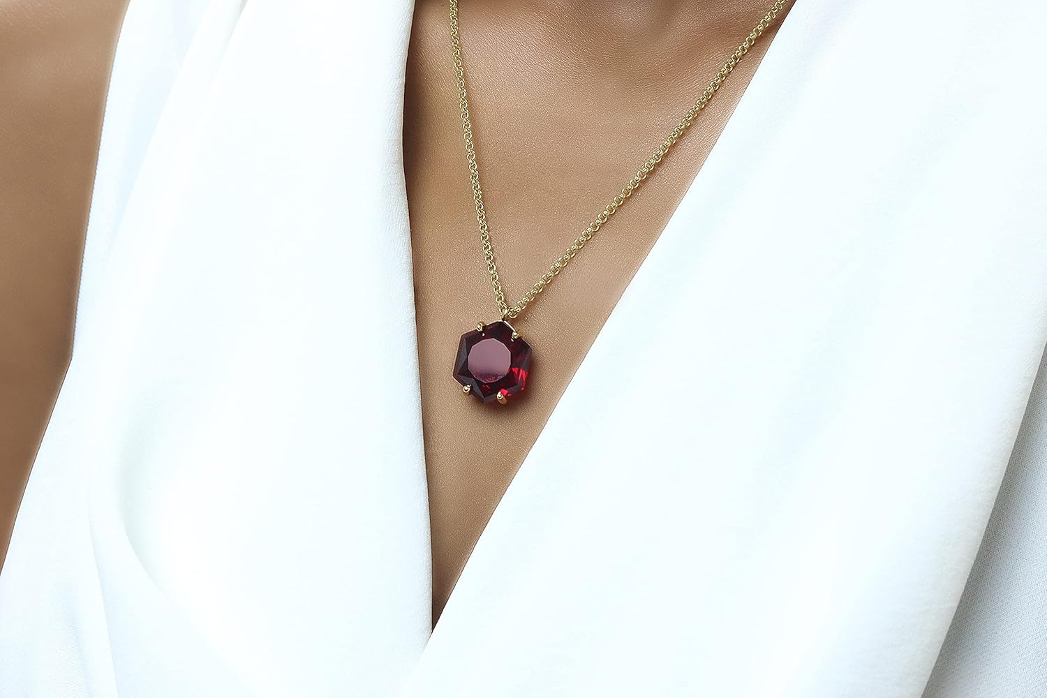 Dreamy Garnet Necklace for Women - Womens Fashion Necklace - January Birthstone Jewelry, Statement Jewelry, Jewelry for Her - Customizable Pendant Shape and Material - Image 5