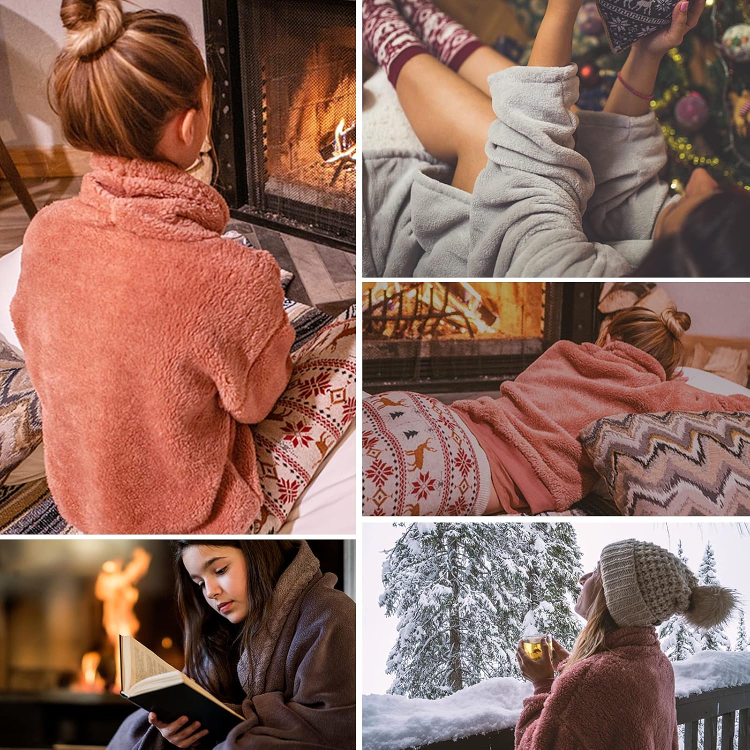 HEEKPEK Womens Pajamas Warm Fleece Pajamas Set Pullover Pants Loose Loungewear Sherpa Hoodie Sleepwear Winter Clothes - Image 5