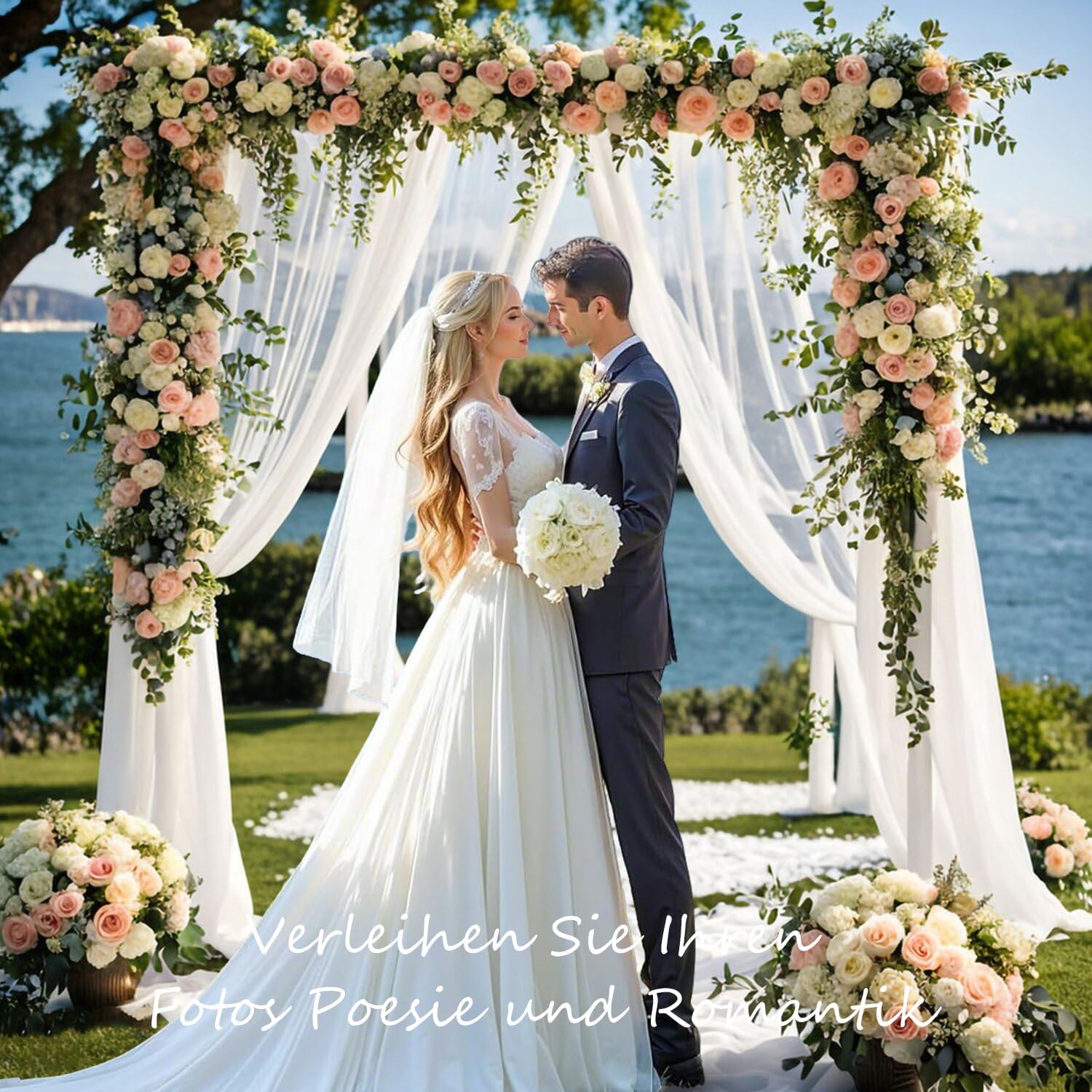 Tenture Mariage Voilage Blanc Arche 75cmx8m Tulle Organza Drapé Décoration Cérémonie