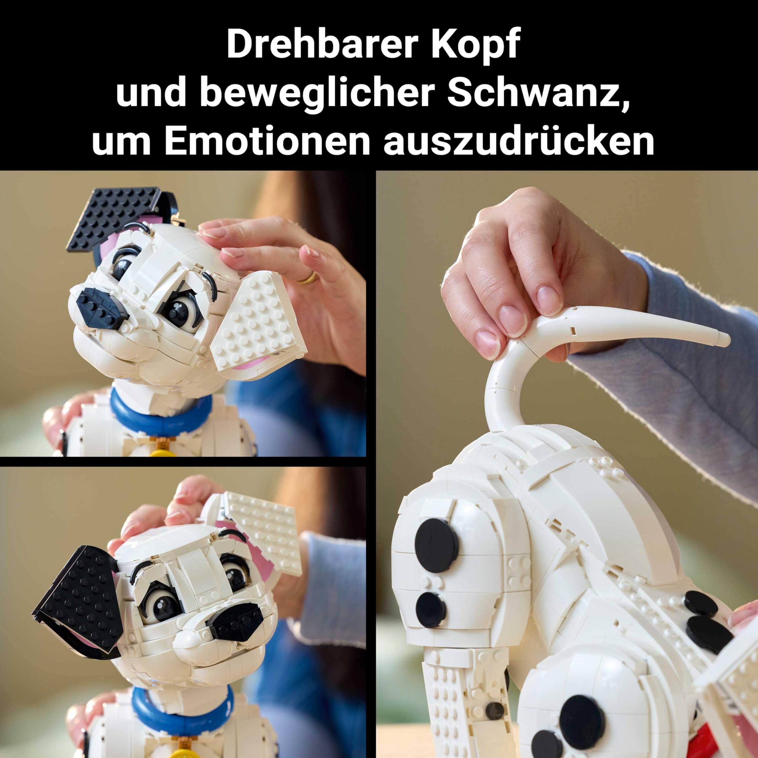 LEGO ǀ Disney Welpe aus 101 Dalmatiner - Individuell gestalltbares Bauset für Erwachsene - Verwandelbar in 6 süße Hunde mit drehbarem Kopf und Schwanz - DIY Deko - Geschenkidee für Fans - 43269