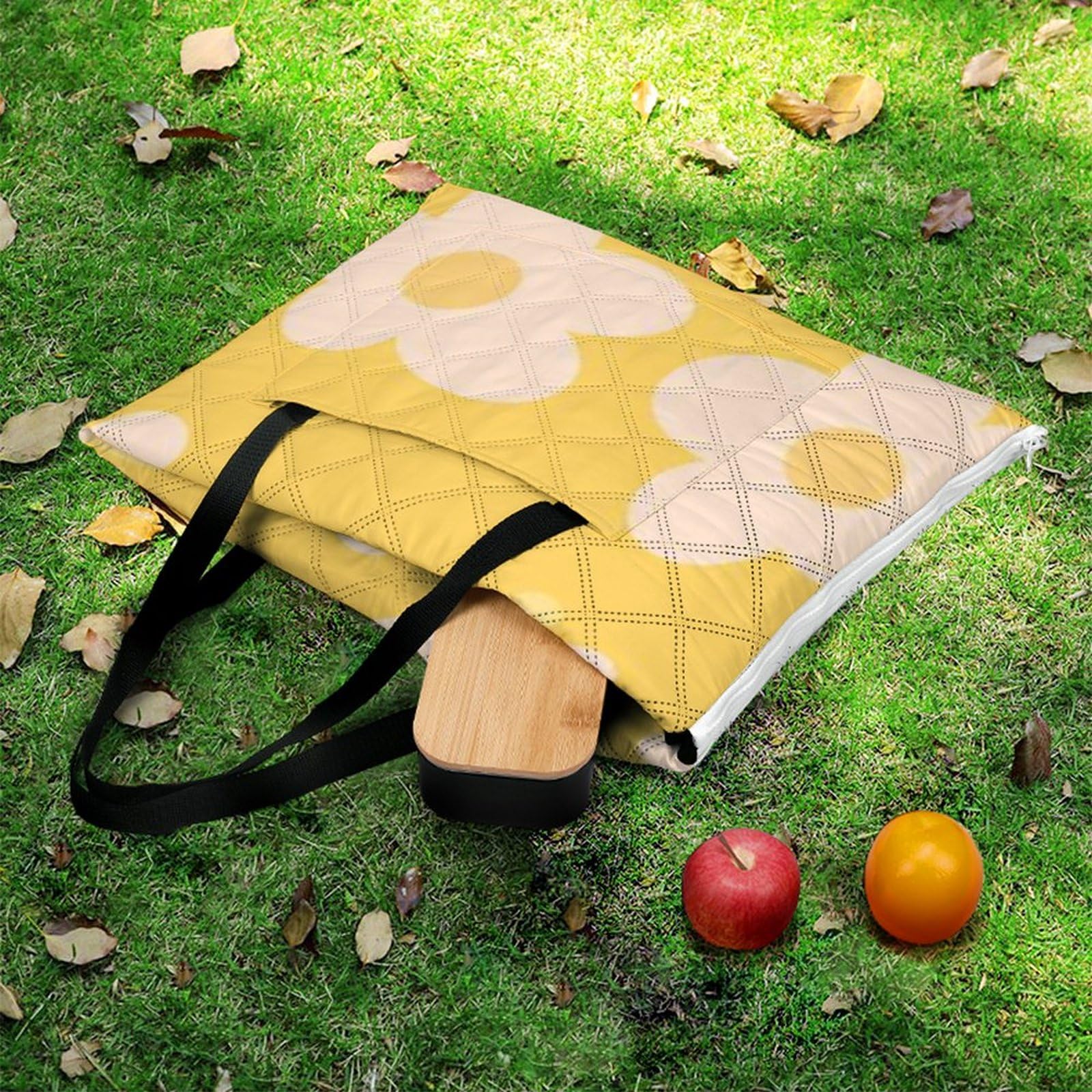 3D Stampa Amorely Yellow And White Fiori Coperta Picnic Impermeabile Stuoia Spiaggia Pieghevole Coperta Da Picnic Per Pic-nic, Spiaggia, Campeggio, Parco, Giardino, Estate 200x200cm