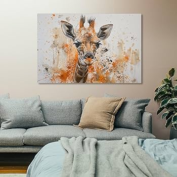 【レア】絵画　キャンバスアート　きりん　夕暮れ　おしゃれインテリア　綺麗　動物 Amazon.co.jp: 絵画 キリンの視線 アートパネル ポスター 動物