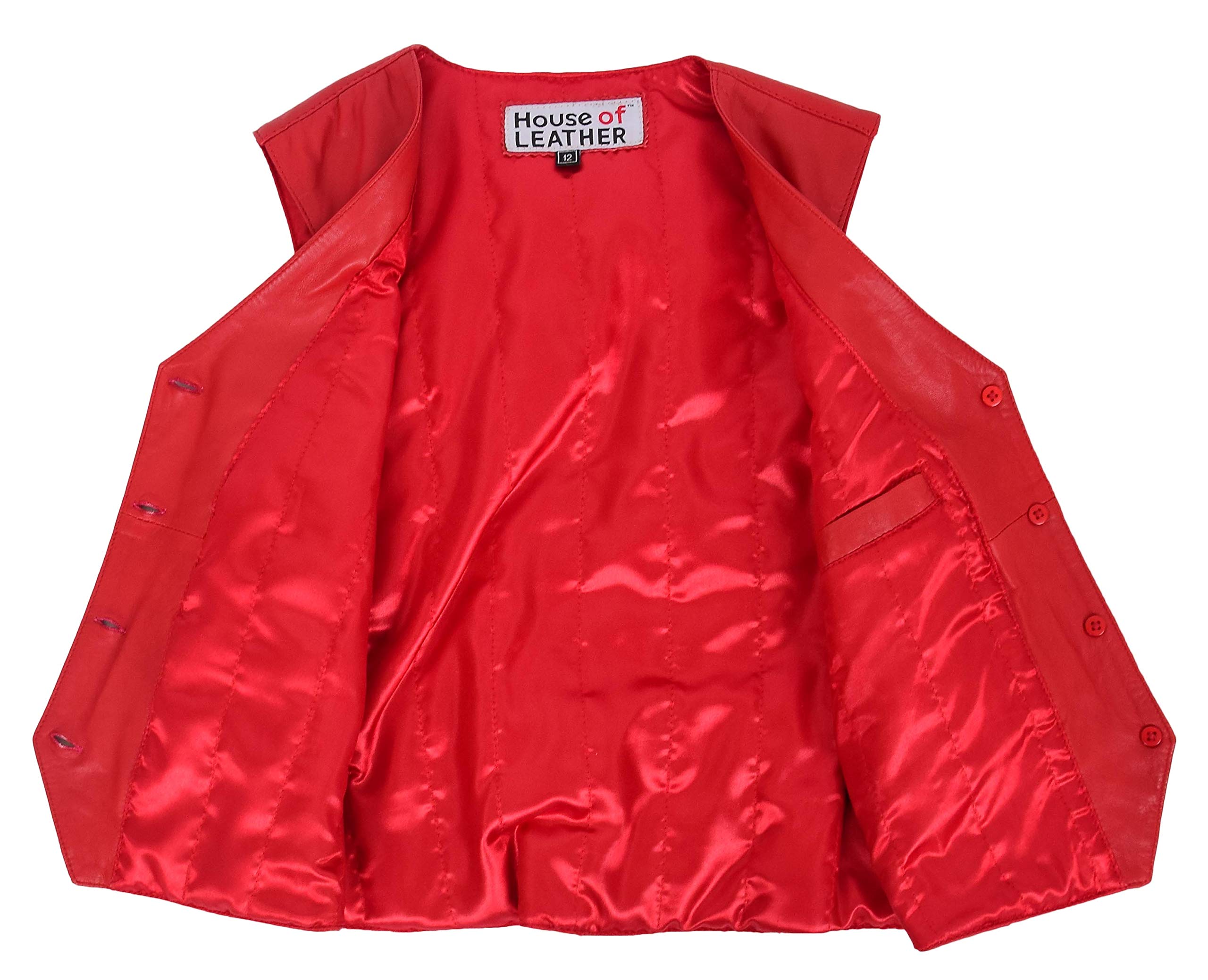 Gilet da donna in vera pelle con chiusura a bottone, stile tradizionale Rita