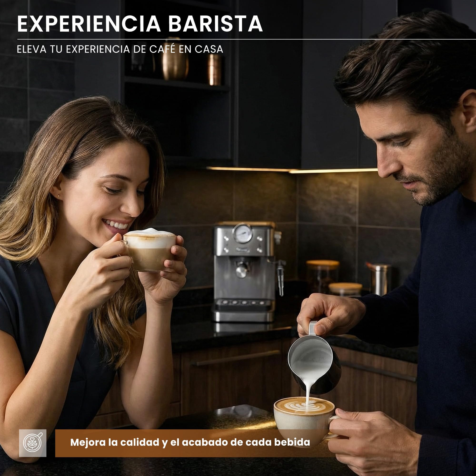 Boquilla Espumadora 1mm para De’Longhi Dedica EC680 EC685 y EM450.M | Boquilla de Vapor Acero Inoxidable para Cafetera Espresso | Upgrade Latte Art