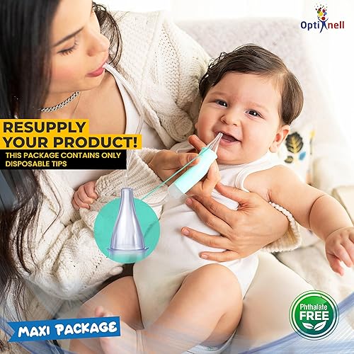 Miniatura 5 de Puntas desechables (20 puntas de repuesto desechables) para aspiradores nasales Opti Nell Opti Nell para bebés pequeños, limpiador de nariz, seguro
