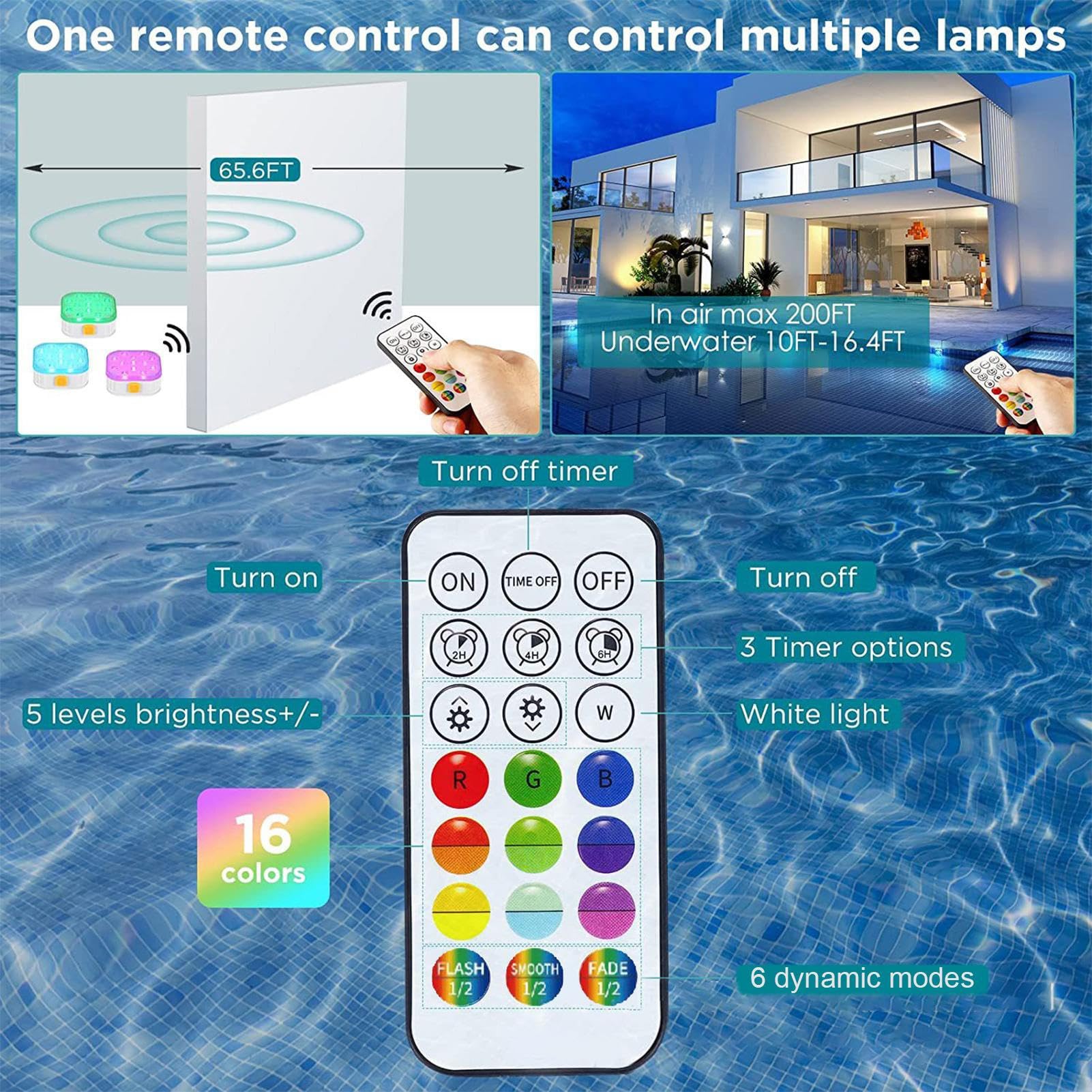 8.5CM 15 LED Submersible Led Pool Lights 16 Colors Underwater Pond Lights IP68 Bathtub Light Tub