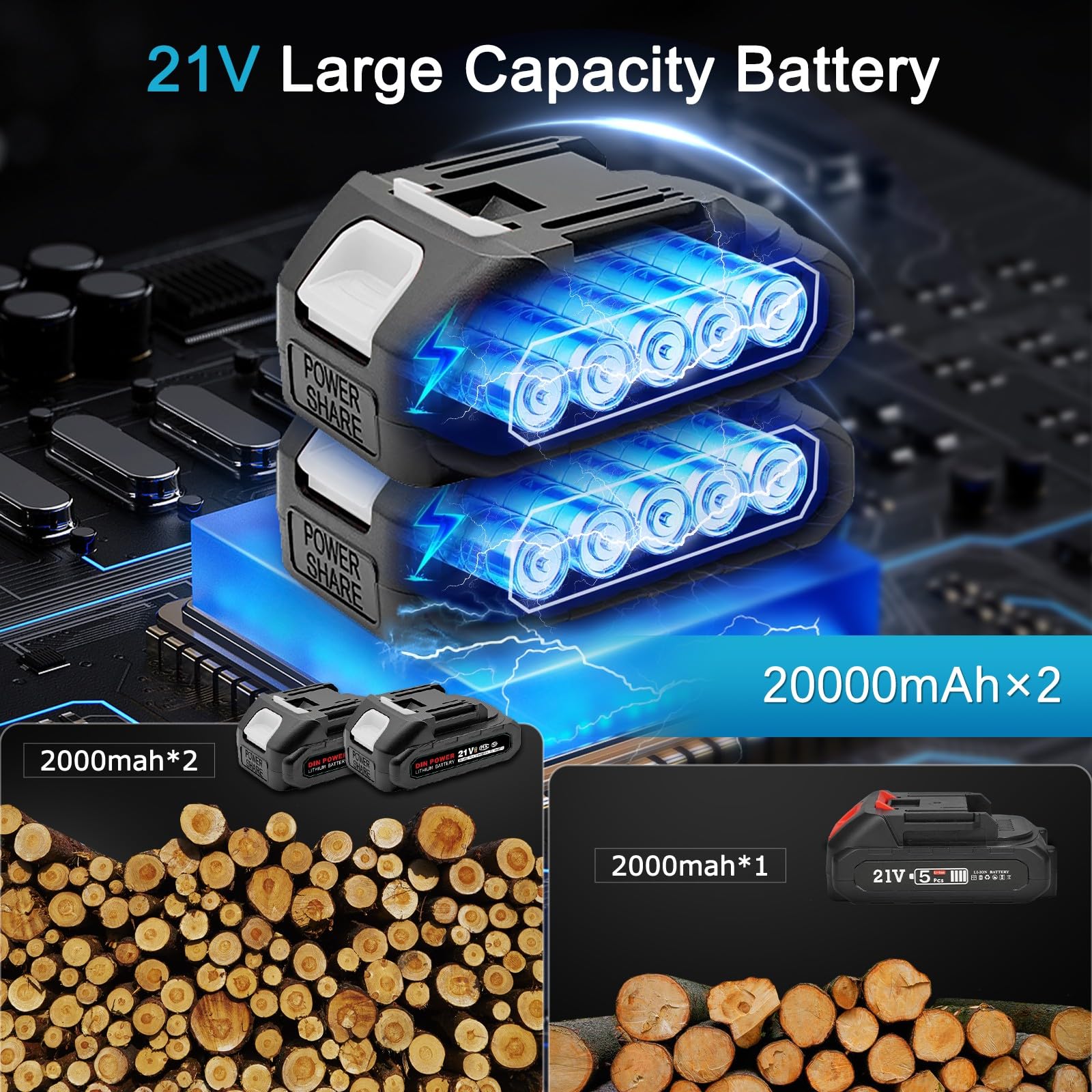 Juego de podadora eléctrica telescópica y minisierra de cadena de 6 pulgadas con batería, 2 2000 mAh, barra telescópica ajustable (1,1-1,7 m) para podar árboles, jardinería