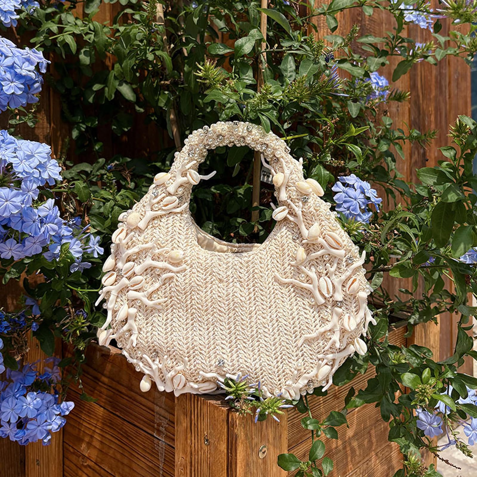 Bolso de noche con adornos de concha, lujoso bolso de viaje de playa para bodas y fiestas, bolso de noche de concha de moda para bodas y fiestas