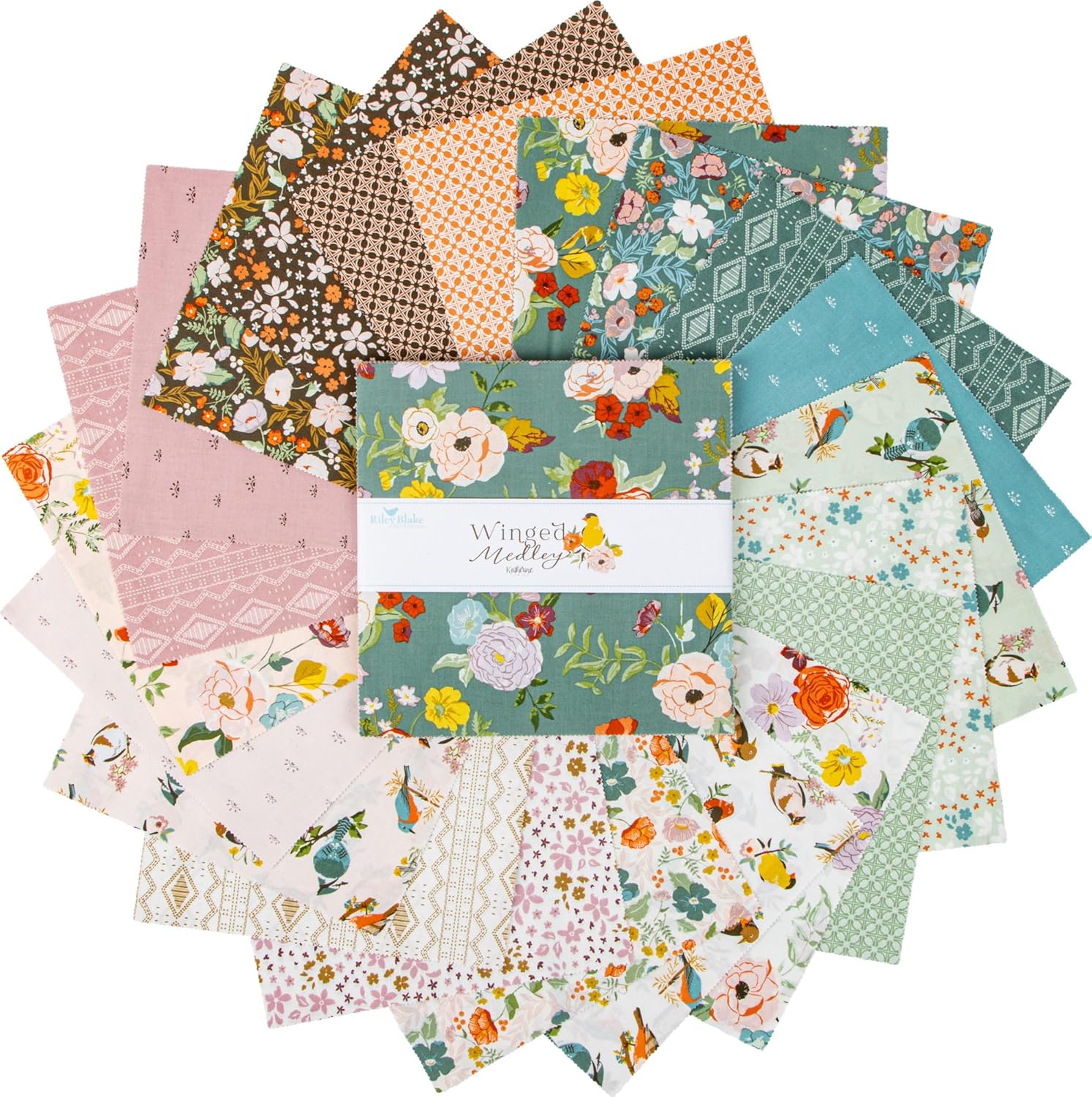 Katherine Lenius Winged Medley 10" Stacker 42 10-inch Squares Layer Cake Riley Blake 10-15910-42