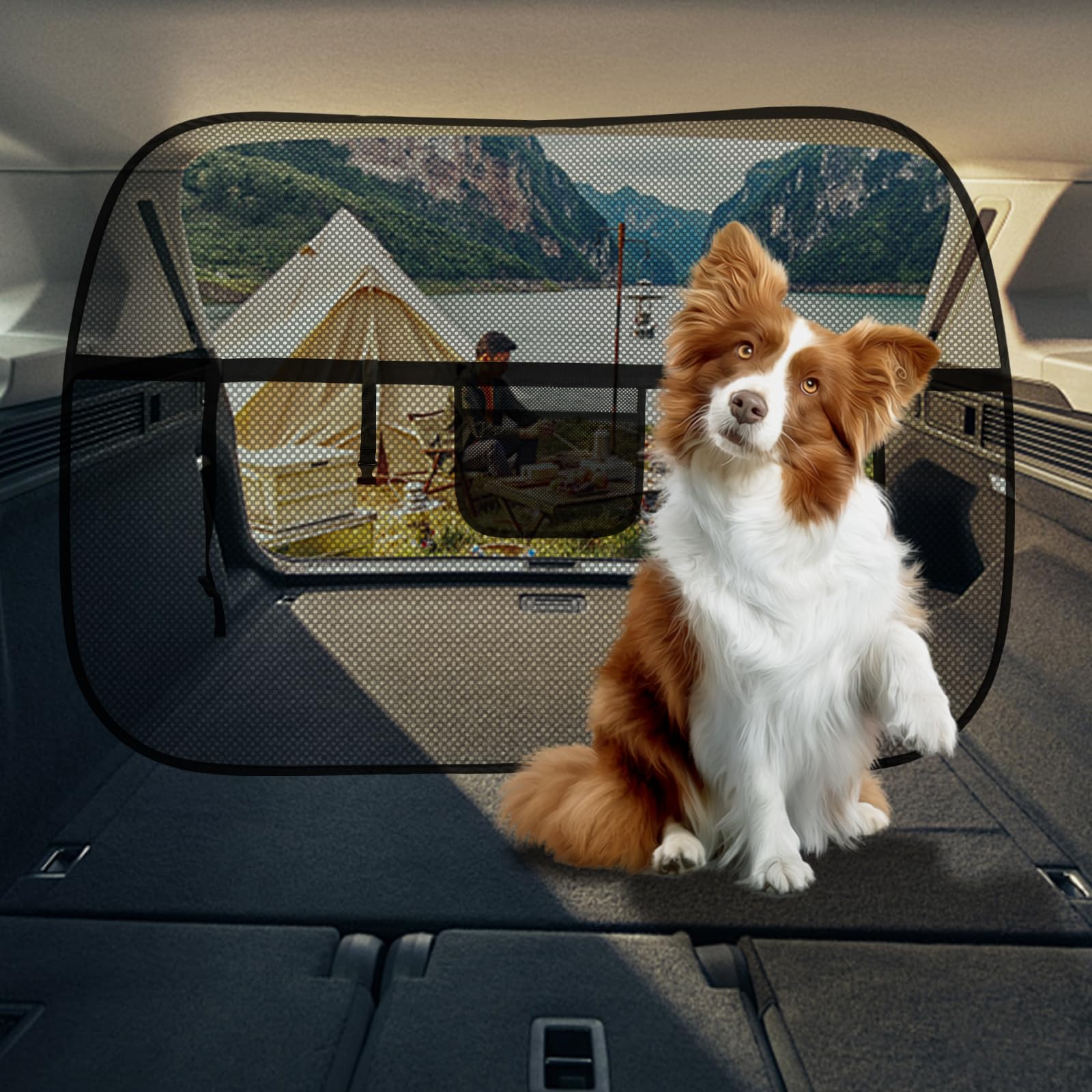 Barrière Voiture Chien 115x62cm Avec Corde Réglable - Filet Sécurité SUV Et Berline