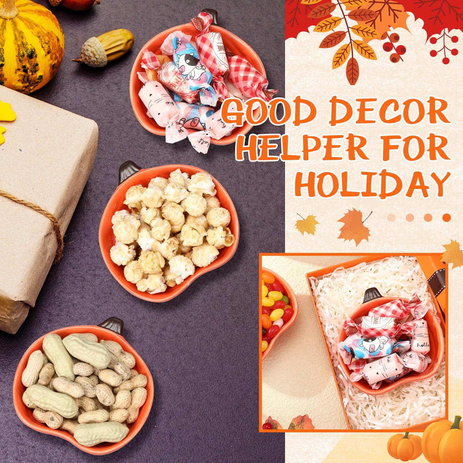 12 ramequines de otoño de 6 onzas, aptos para horno, ramequines de cerámica de calabaza, platos pequeños para crema, plato para hornear calabaza, platos de cuenco con forma de calabaza para cocina,