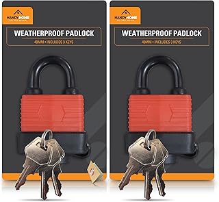 40mm Weatherproof Padlock with Key 2pk | Heavy Duty Padlock for Shed, Gate Fence Padlock with Keys Padlocks Outdoor Heavy Duty Weatherproof Padlock Outdoor Padlock Weatherproof Shed Locks