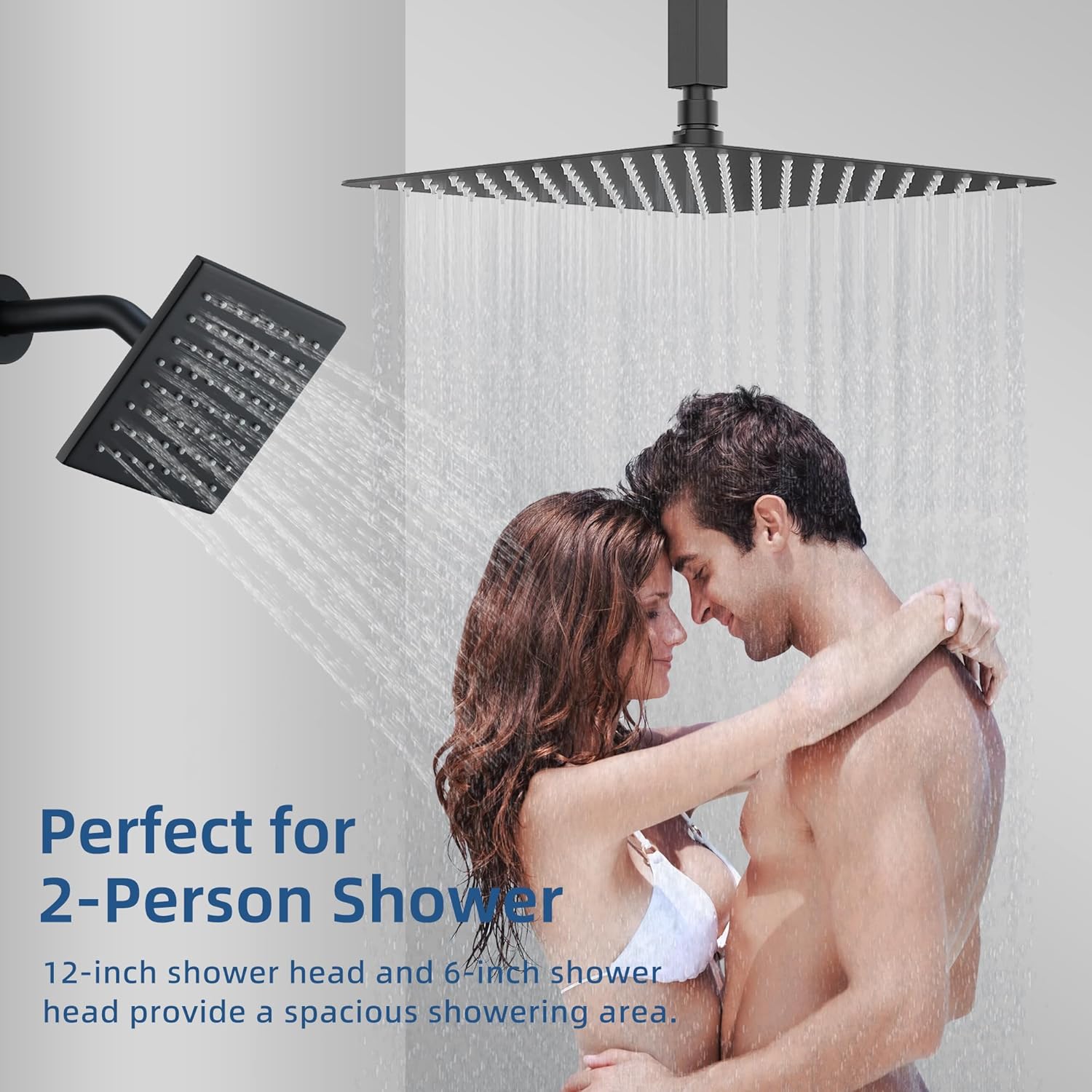 thermostatic dual shower heads system matte black full body shower faucet set
