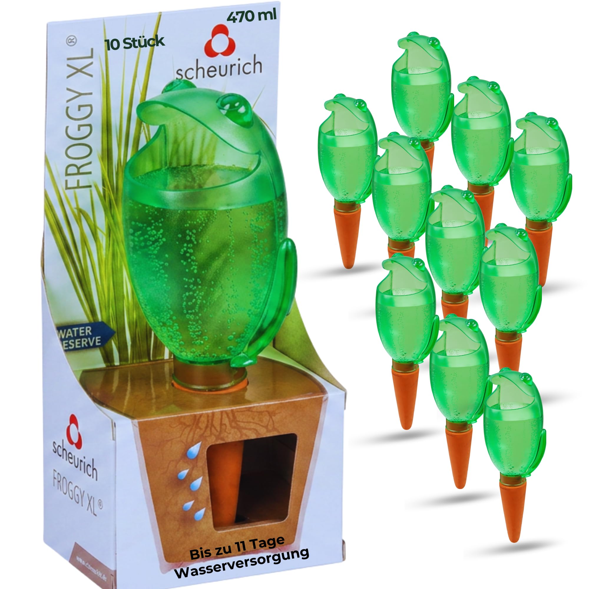 SCHEURICH Almacenamiento de Agua dispensador de Agua Froggy XL, Green 470 ml, Altura 30 cm, Verde
