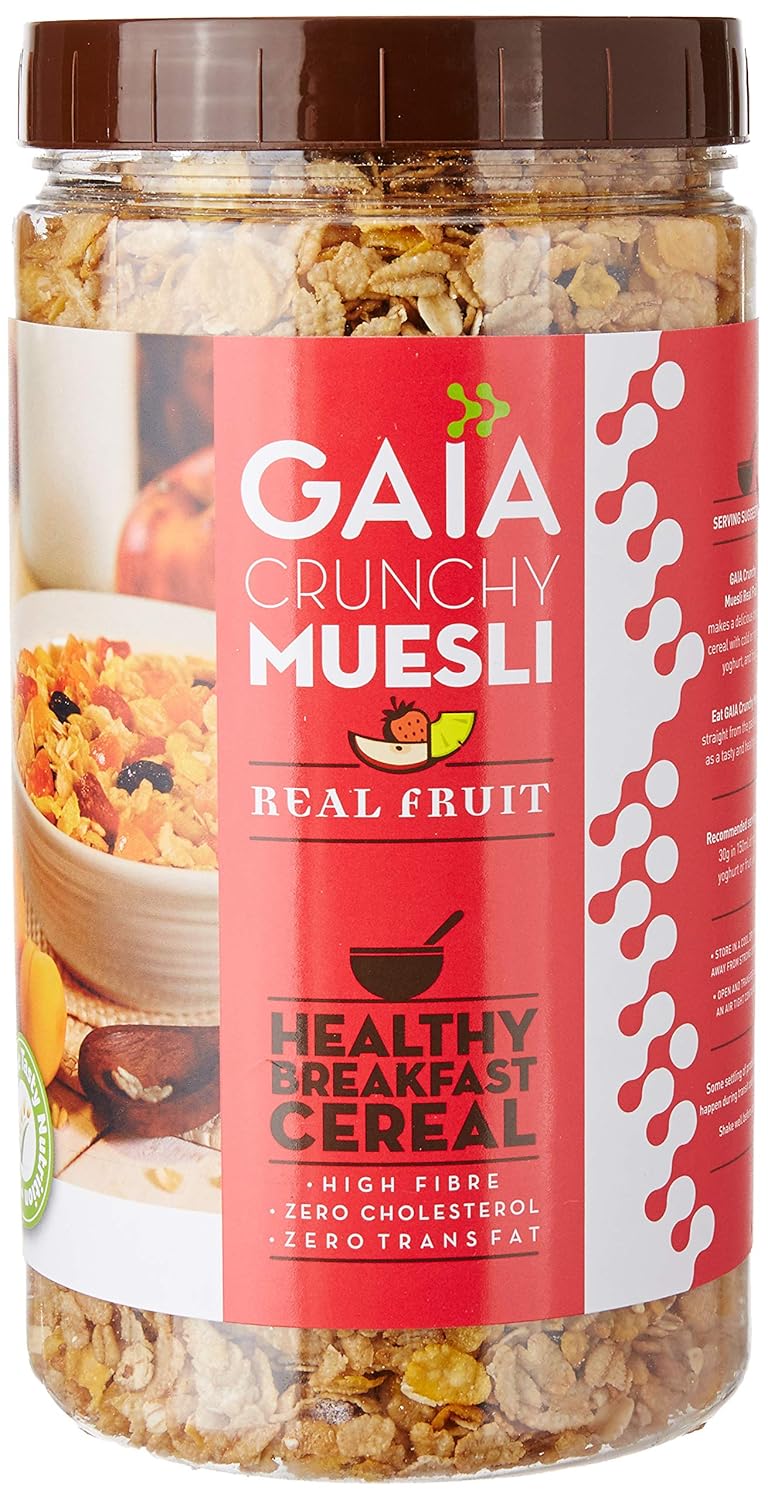 Gaia Crunchy Real Fruit Muesli 1kg jar The Deliciously Crunchy and