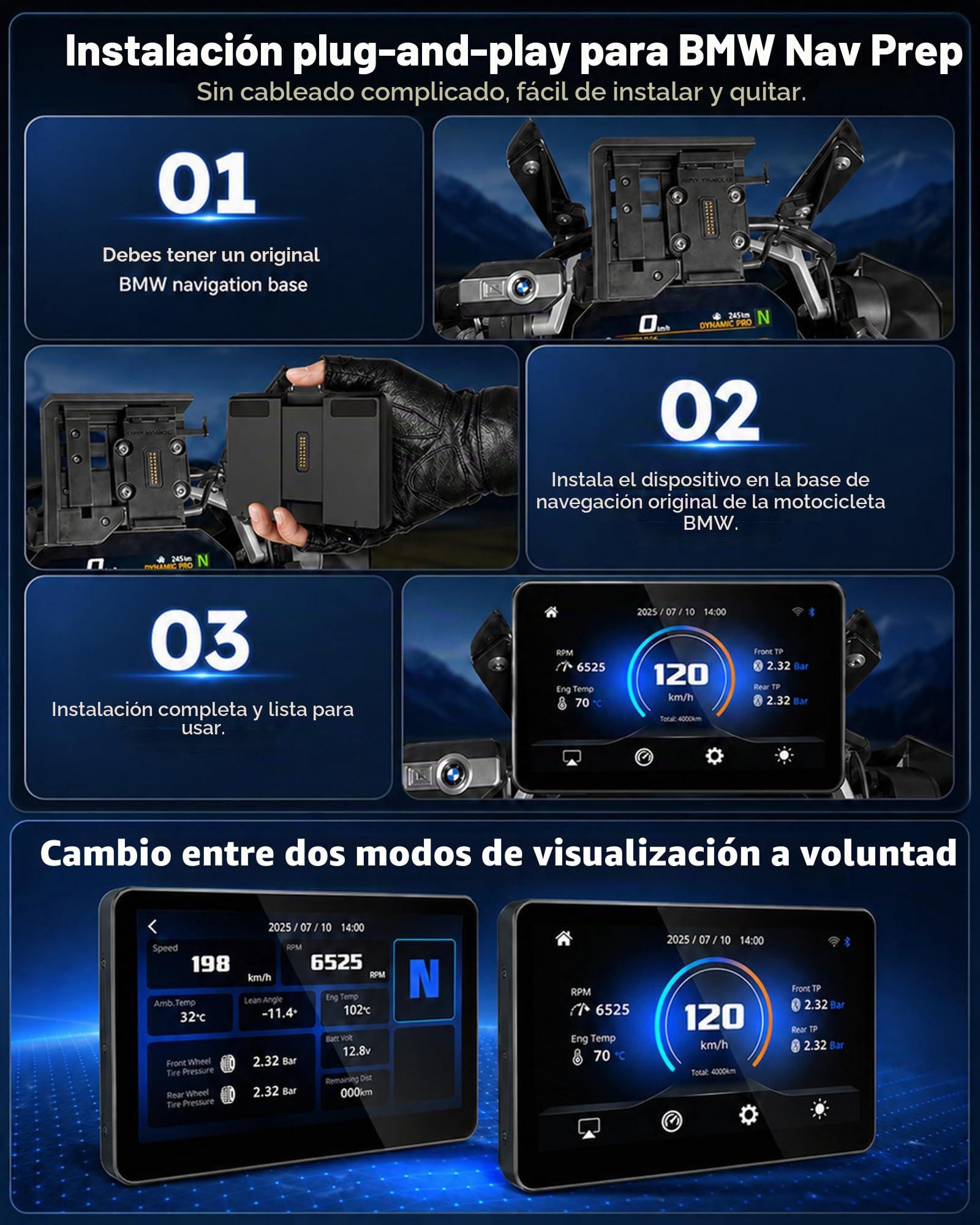 Jansite 6,25'' Pantalla BMW Carplay Moto con Wonder Wheel Nativa | CarPlay Inalámbrico y Android Auto, Conectar y Jugar, Pantalla Táctil Impermeable, GPS Moto Navegador,Siri y GoOgle Asistente