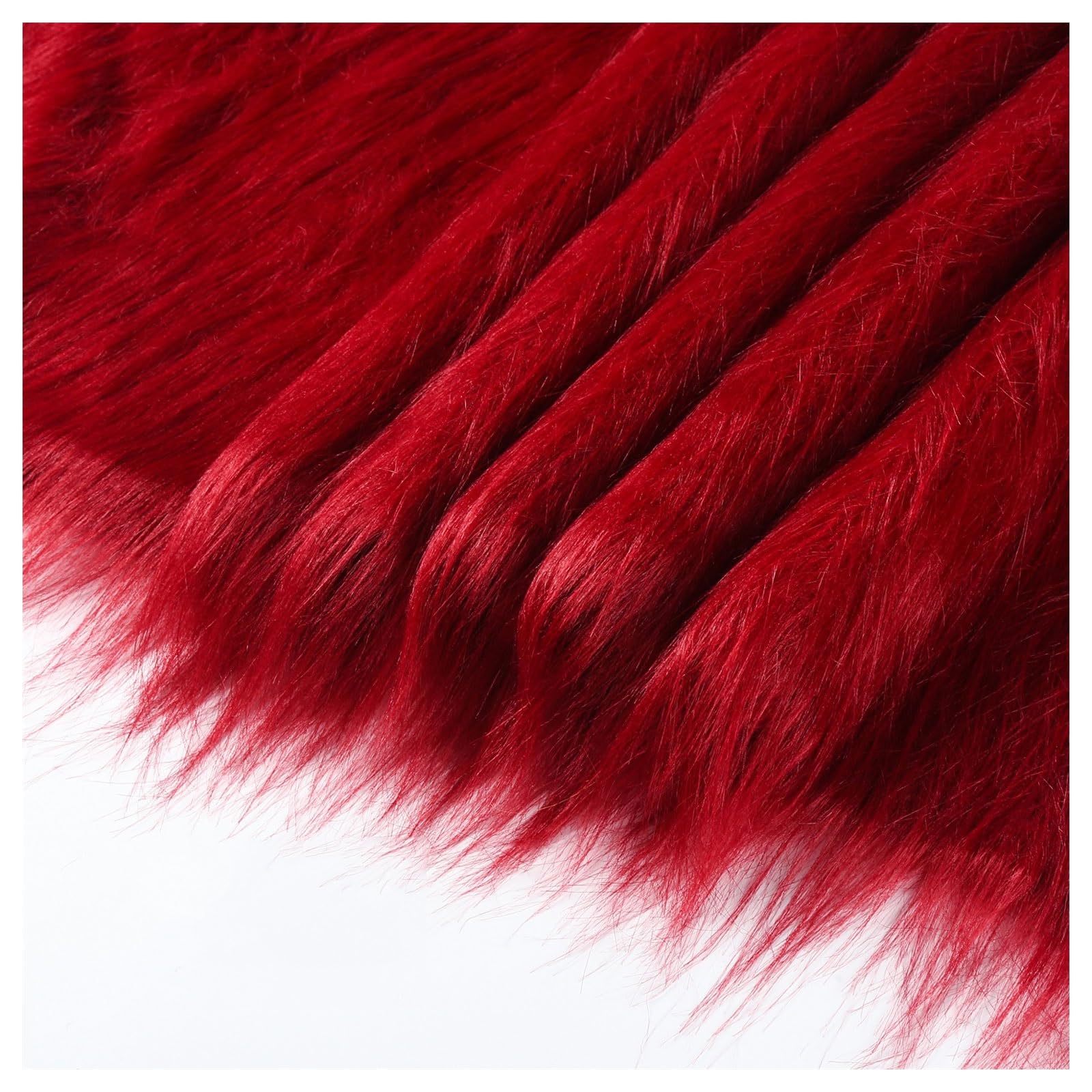 12cm Long Pile Faux Fur Fabric Squares Shaggy Plush Fluffy Fuzzy Plush Faux Imitation Fur Material, for DIY Christmas Halloween Cosplay, Fancy Dresses, Gnomes Beards and Hair, 50x50cm (Color : Wine r
