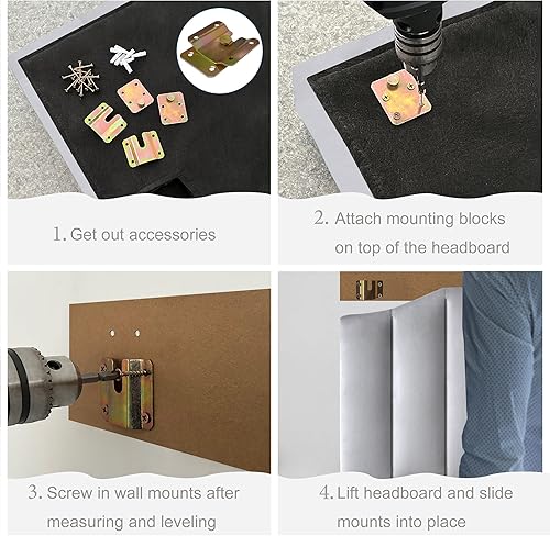 Miniatura 3 de Cabecera tapizada de terciopelo esmerilado para cama KingCal King, cabecera capitonada para cama KingCal King, diseño moderno de canal vertical con