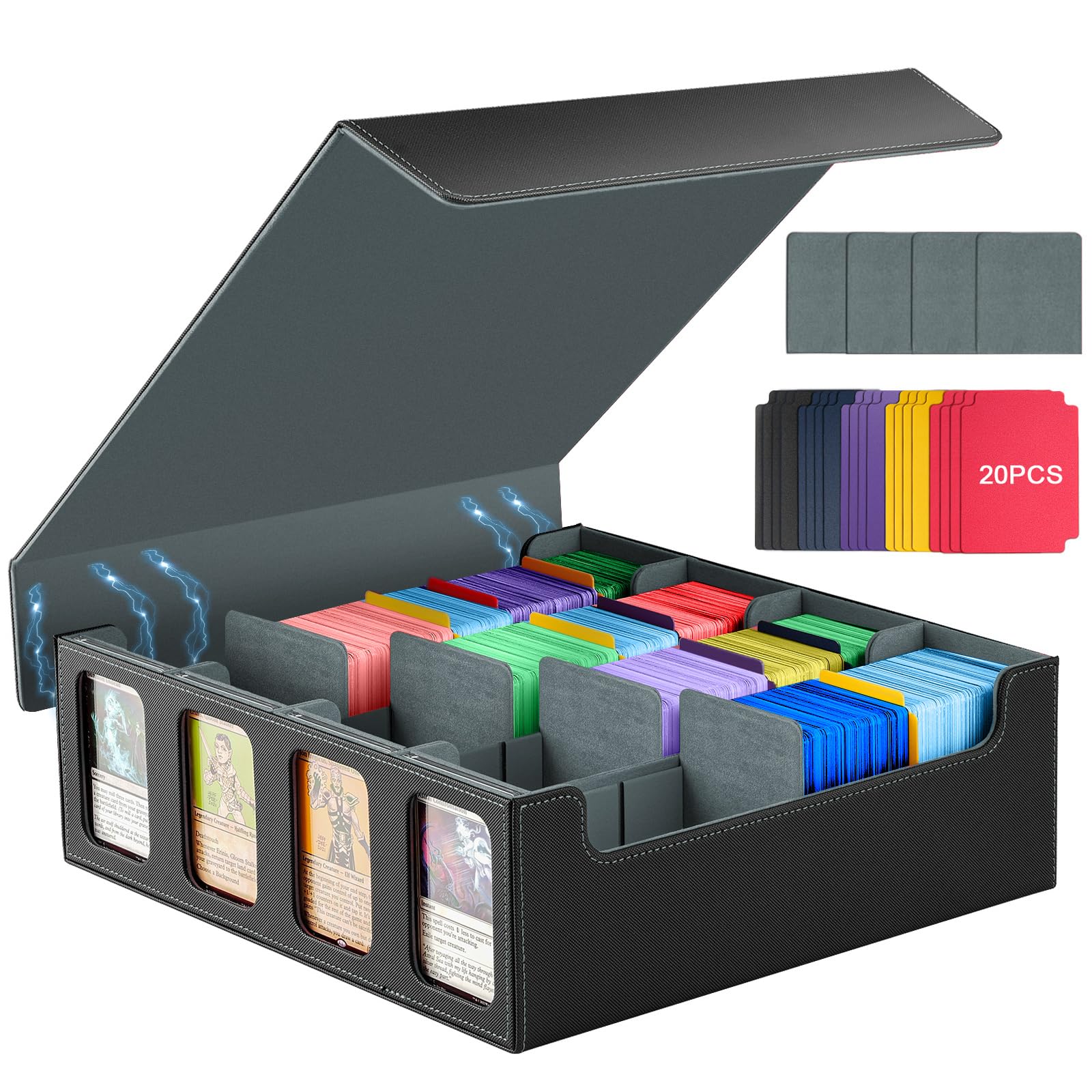 TiMOVO MTG Deck Box for 3000+ Trading Cards, Black Grey