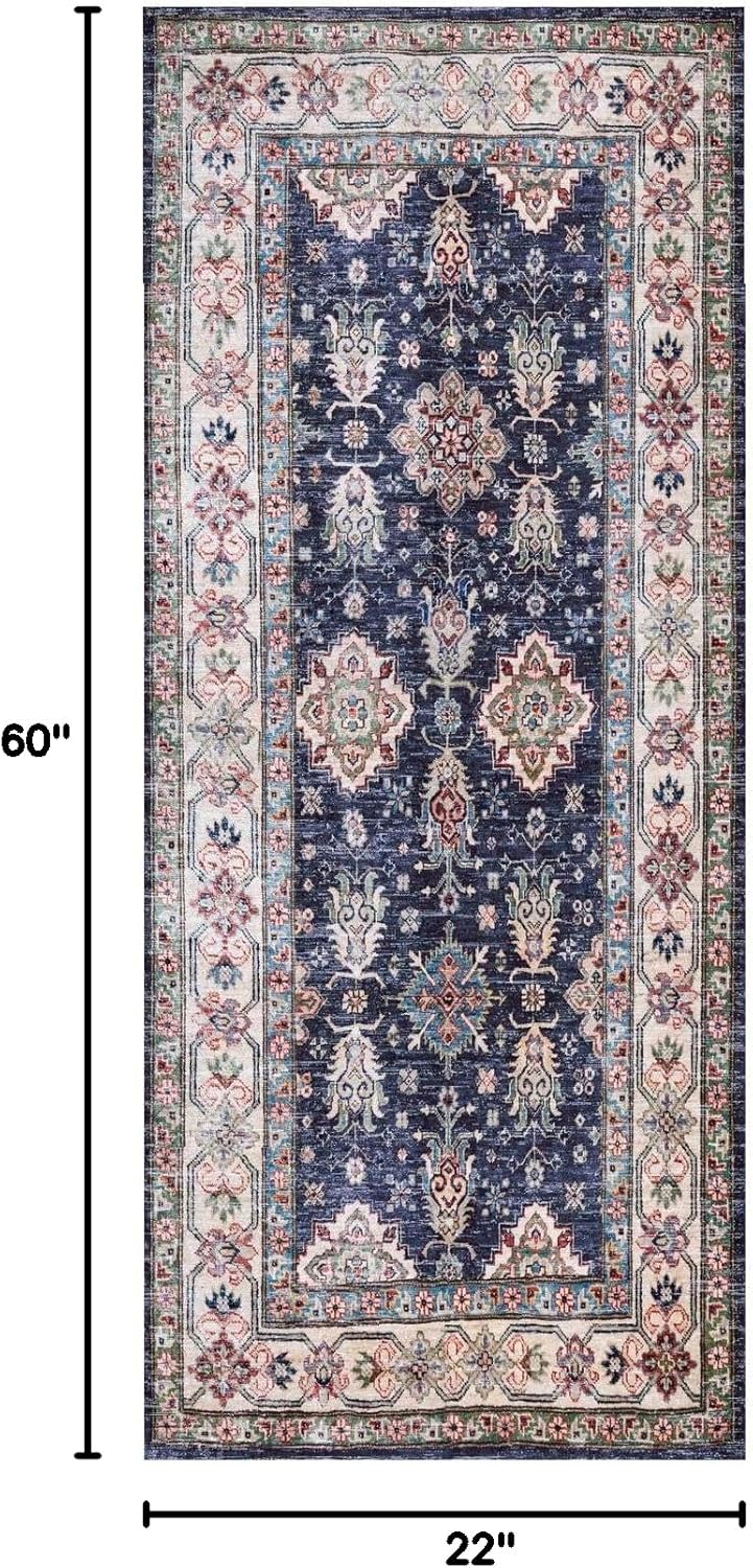 Nourison Home Fulton Navy 1'10" x 5' Area Rug - Easy Clean, Non Shedding, Bed Room, Living Room, Dining Room, Kitchen (5' Runner)