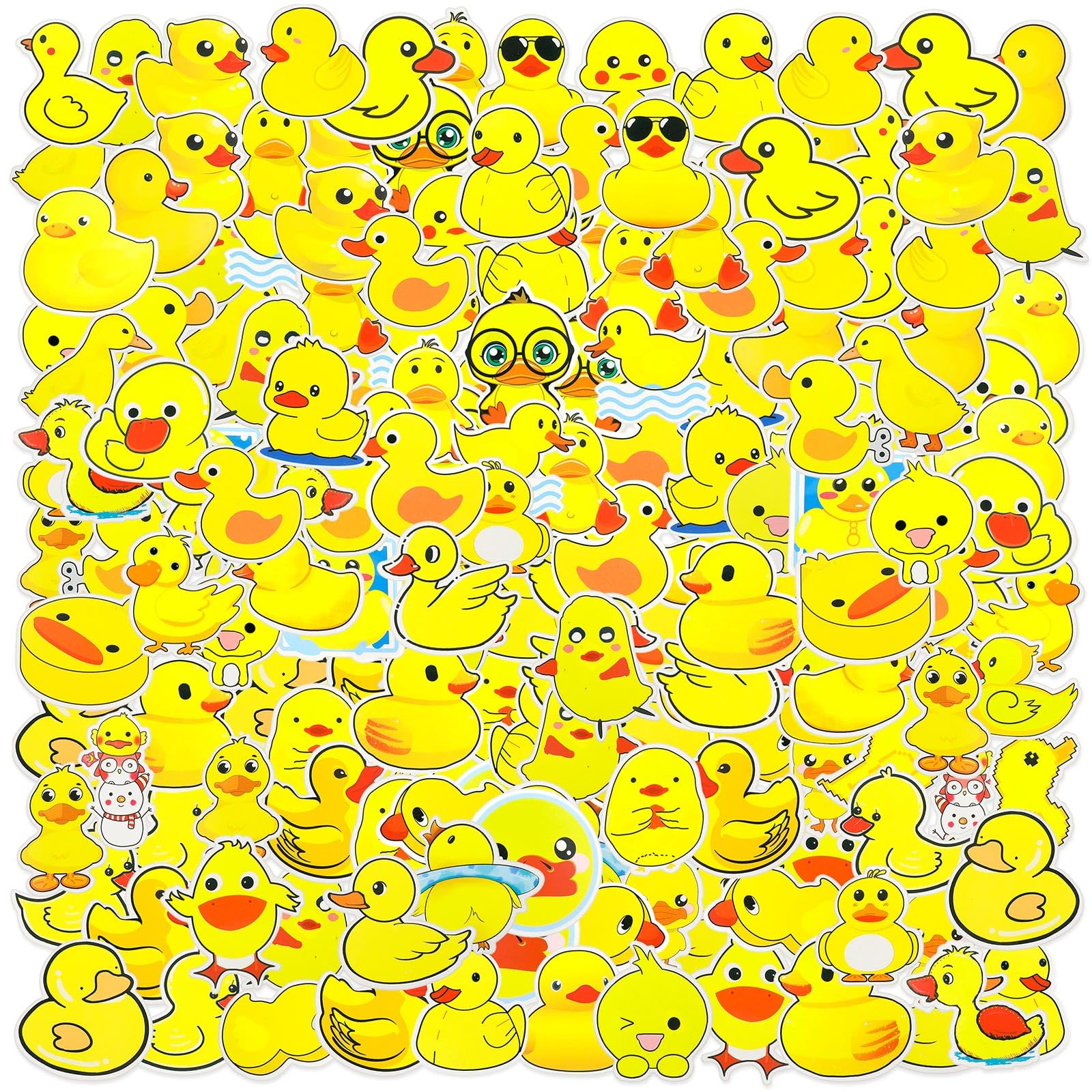 Sabary 200 Pcs Duck Stickers Bulk Cute Yellow Duck Waterproof Vinyls Decal for Birthday Party Favor Water Bottles Cups Laptop Luggage Phone