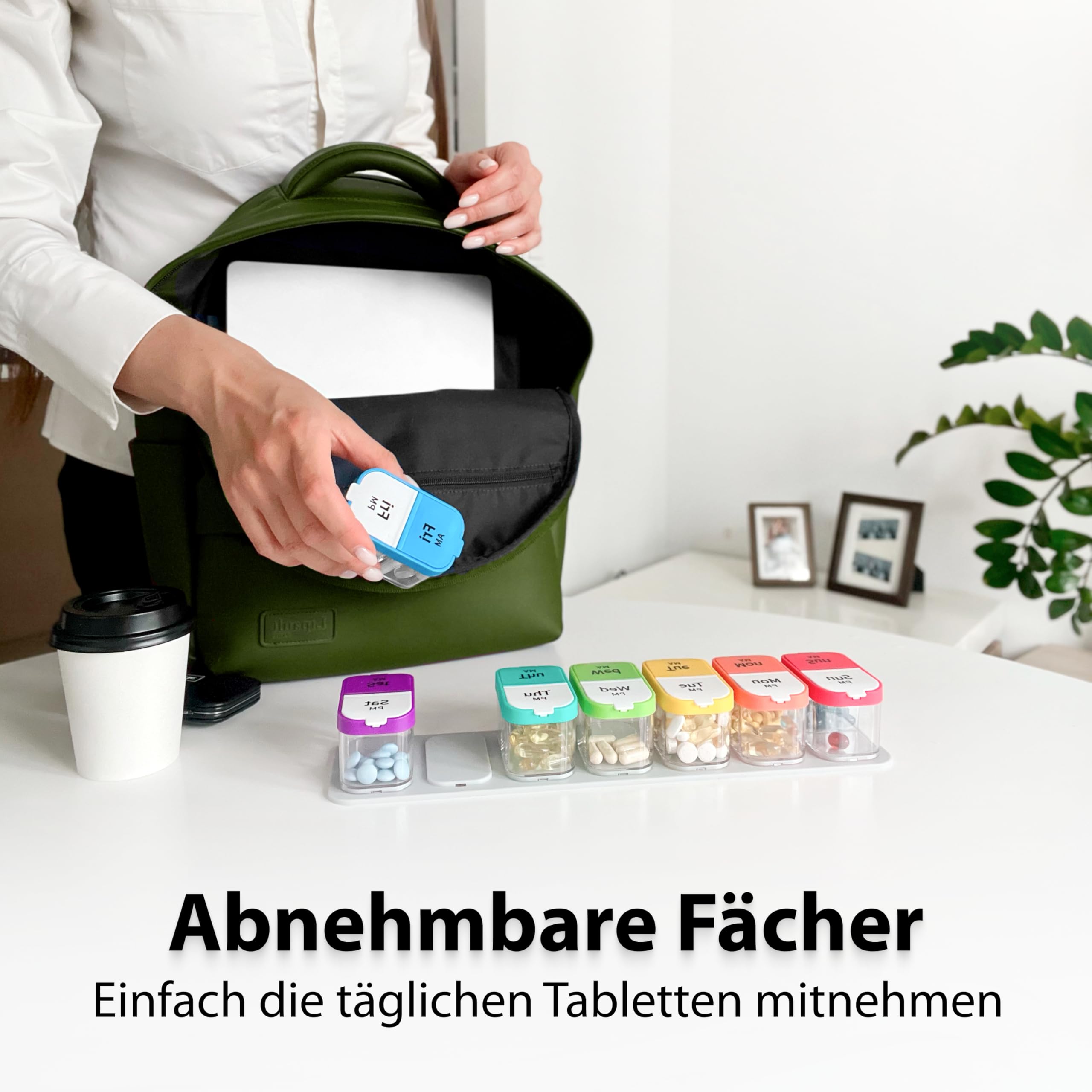 Extra große Tablettenbox 7 Tage morgens abends - XXL Wochen Pillendose - übergroße Medikamentenbox für eine Woche Tabletten Organizer mit großen herausnehmbaren Tagesfächern Pillendose 2 Fächer