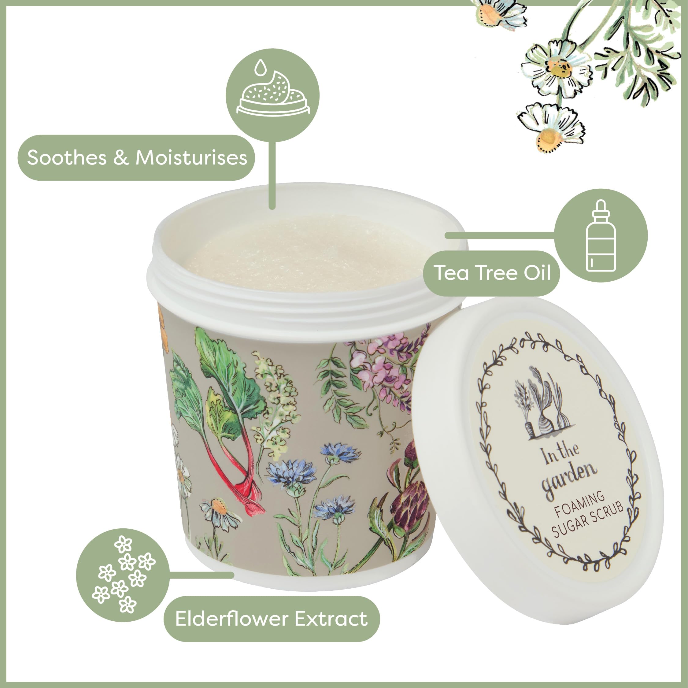 Heathcote & Ivory Body Scrub Exfoliator 350g, Foaming Sugar, Shea Butter to Soothe and Moisturise Arms and Legs - Image 3