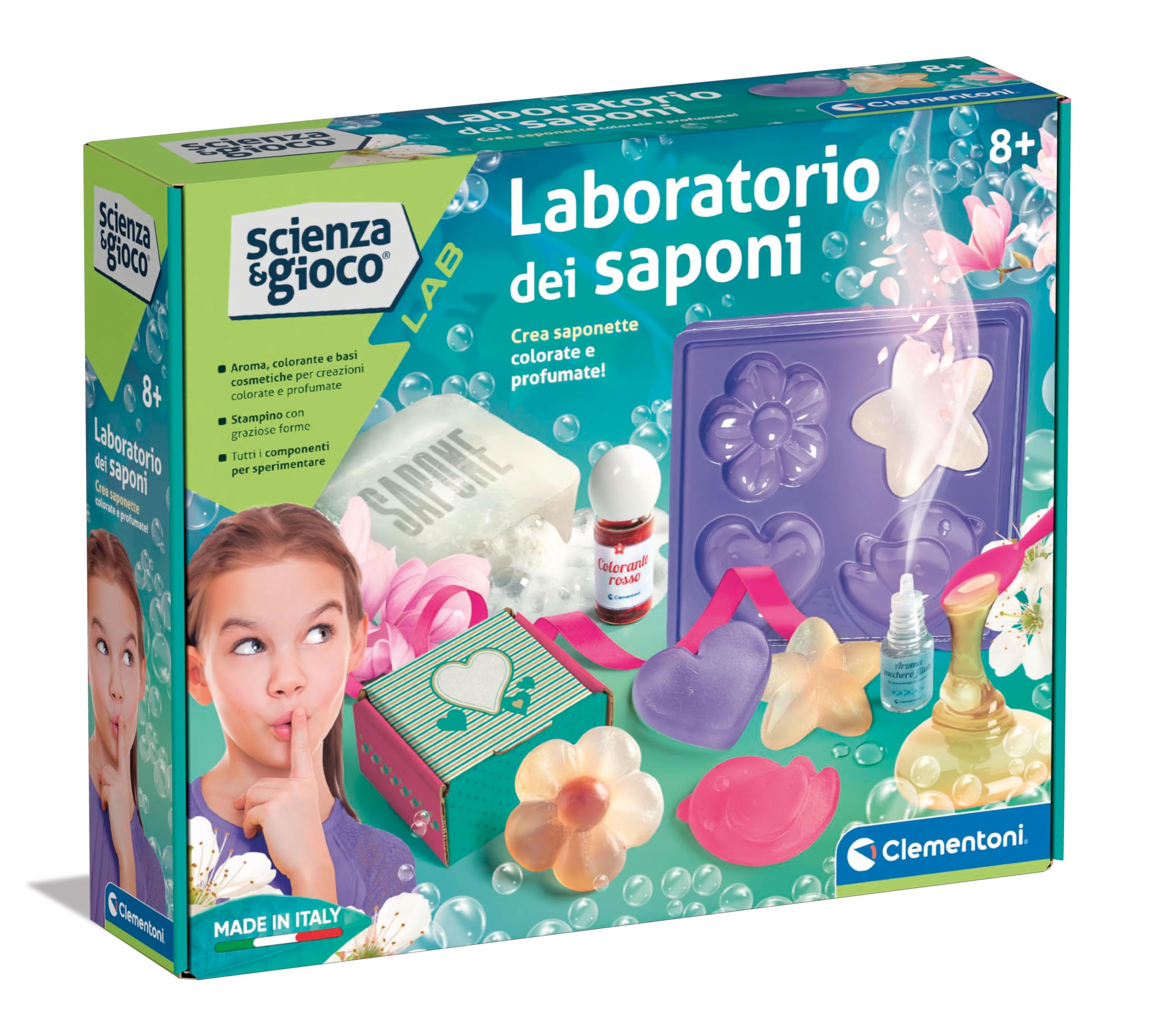 Clementoni - Kit per fare Saponette - Scienza e Gioco Lab - Laboratorio Dei Saponi, Esperimenti per Bambini 8 Anni, Versione In Italiano, Made In Italy, 19229