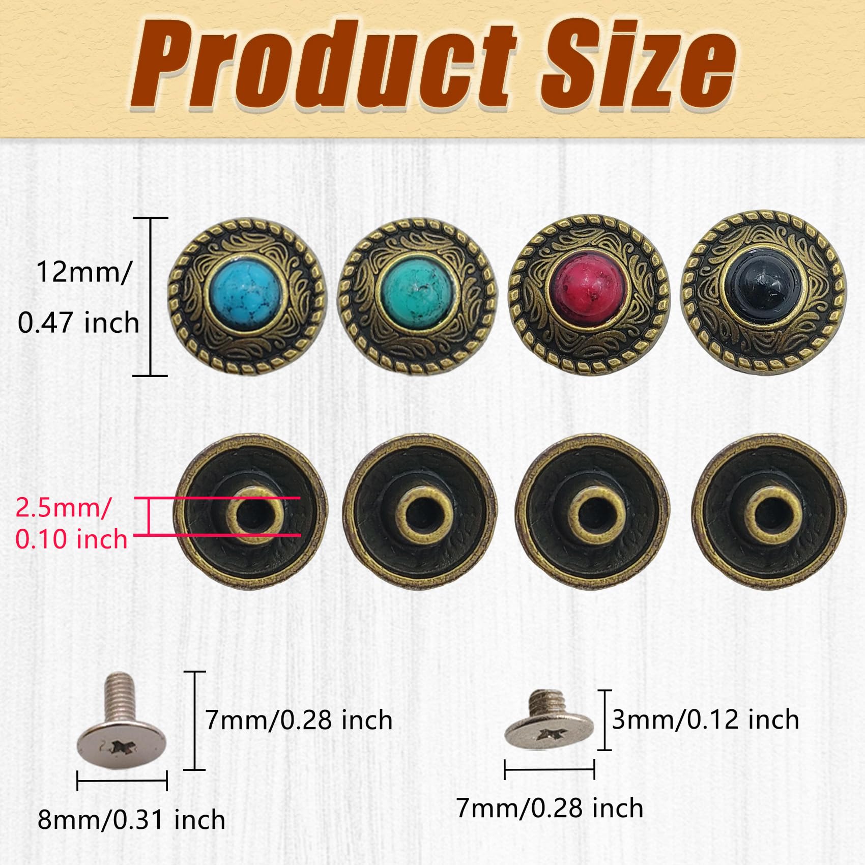 Mingchen 40 sztuk retro imitacja turkus duże oko rzeźba dekoracyjne Concho guziki metalowe odlewy conchos wkręcane nity bagaż DIY akcesoria skórzane