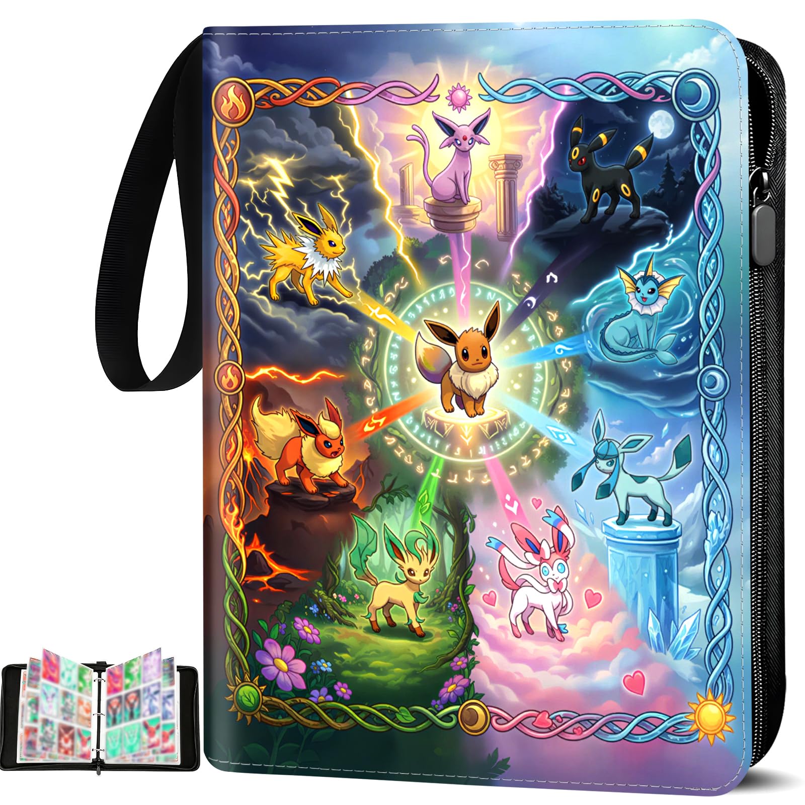 9 Pocket Trading Card Binder, 50 Pages 900 Cards Capacity, Collection Card Holder, Portable Waterproof PU Album Folder, for Cards Collectors, Boys and Girls Gifts (900)