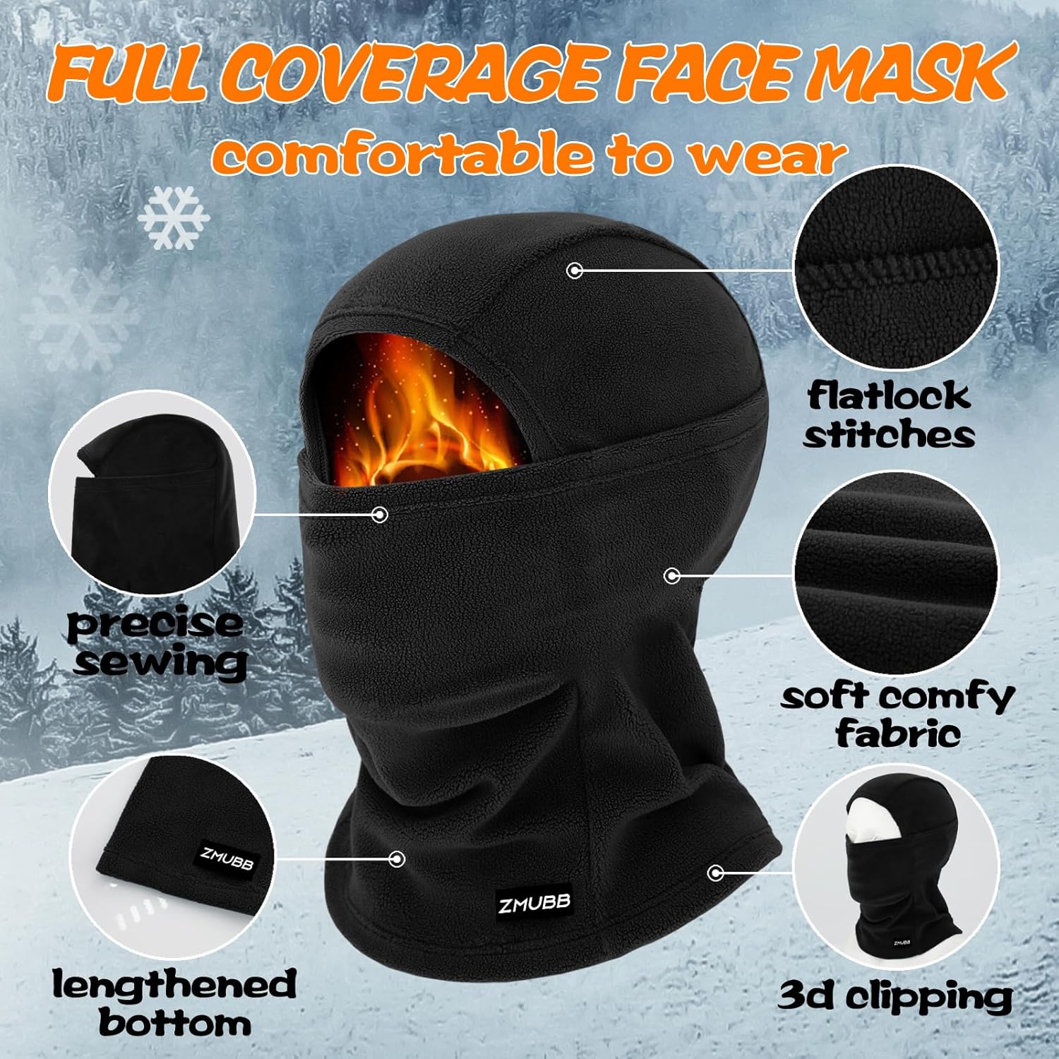 Kids Fleece Balaclava Ski Mask,Face Mask Neck Warmer for Boys Girls,Windproof Face Cover for Cold Weather Skiing Cycling - Image 4