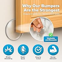 Vista 6 de Strongest Home Juego de 6 pomos de goma transparente, protector de pared redondo para pared, protector de pared silencioso para manija de puerta