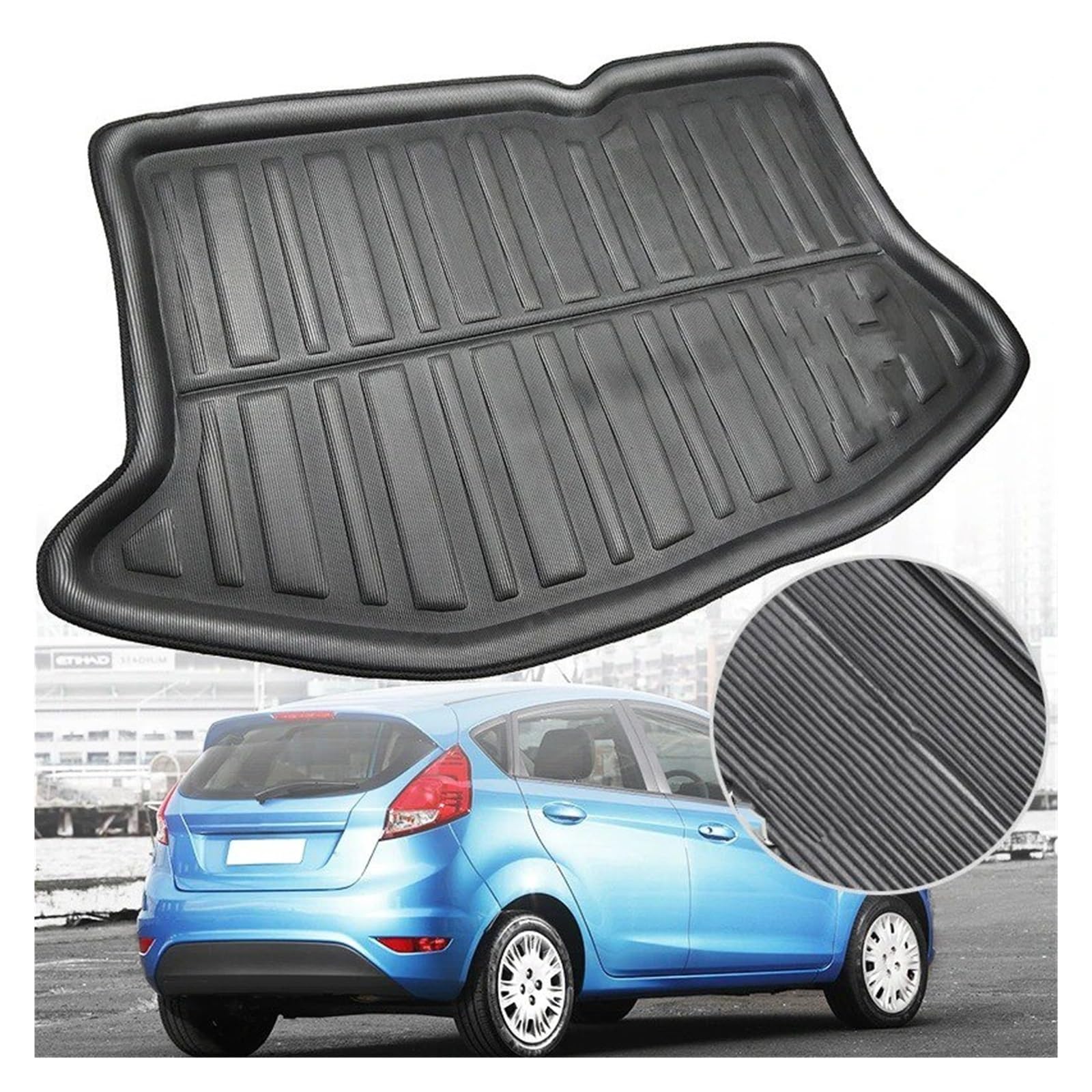 Alfombrillas Bandeja Maletero para Fiesta Hatchback Boot Liner 2009-2017 Esterilla Trasera del Maletero Bandeja De Carga Alfombra Suelo