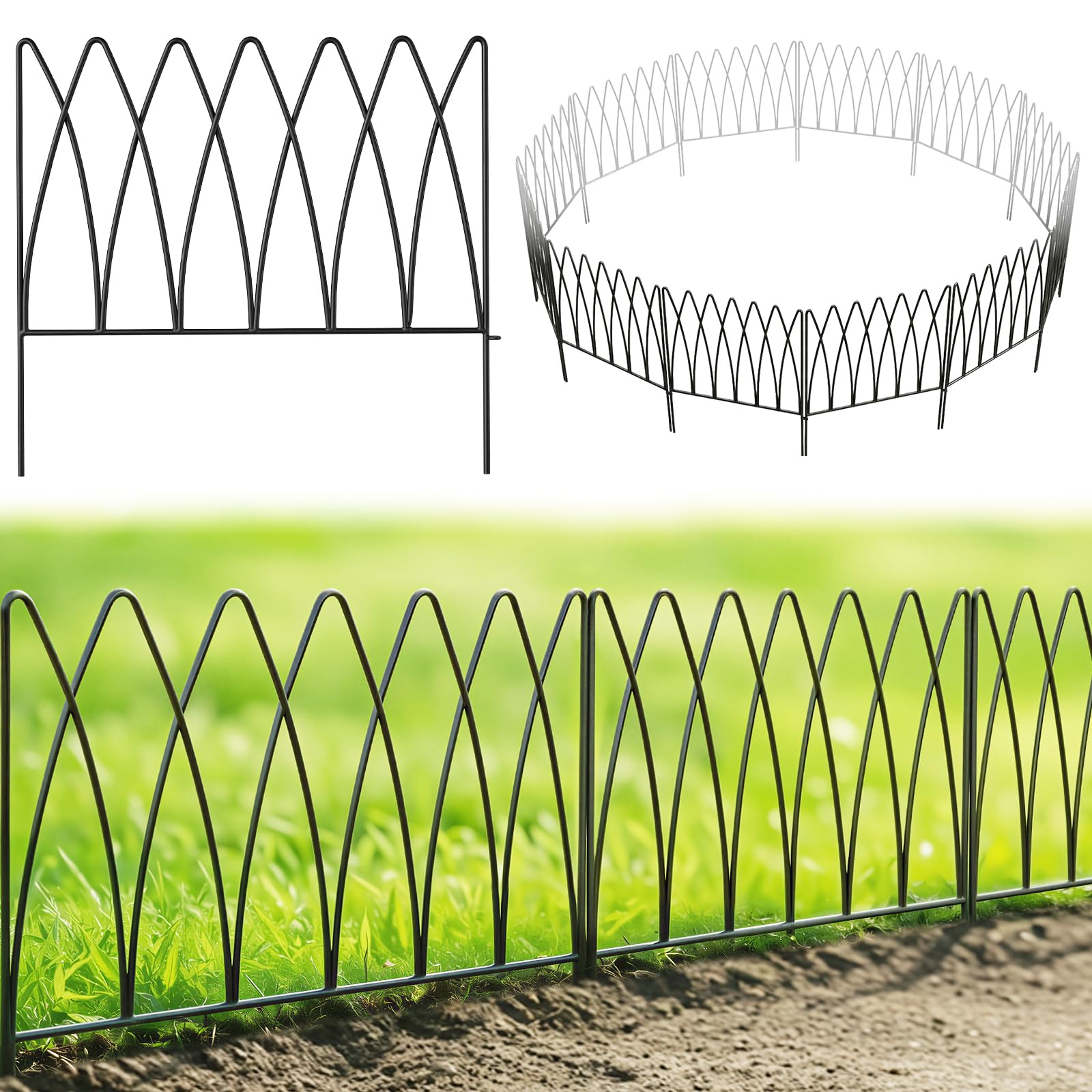 Thealyn Dekorative Metall Gartenzaun,45cm (H) x 2.25m (L),Metall Grenze