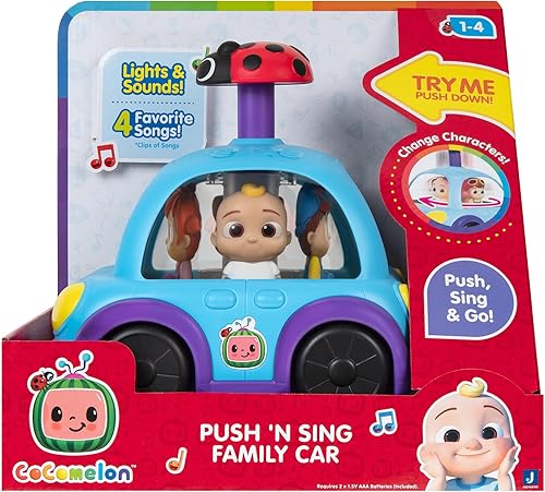 Miniatura 4 de CoComelon Push 'N Sing - Coche familiar interactivo musical iluminado, personajes favoritos de los fanáticos y clips de canción, juguetes para niños
