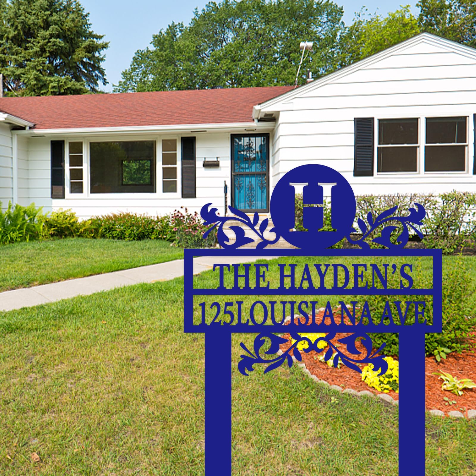 Address Sign With Stakes,Personalized Outdoor House Number,Last Name Family Sign,Custom Metal Address Sign,Outdoor Modern Handmade House Number Plate,Outdoor House Number