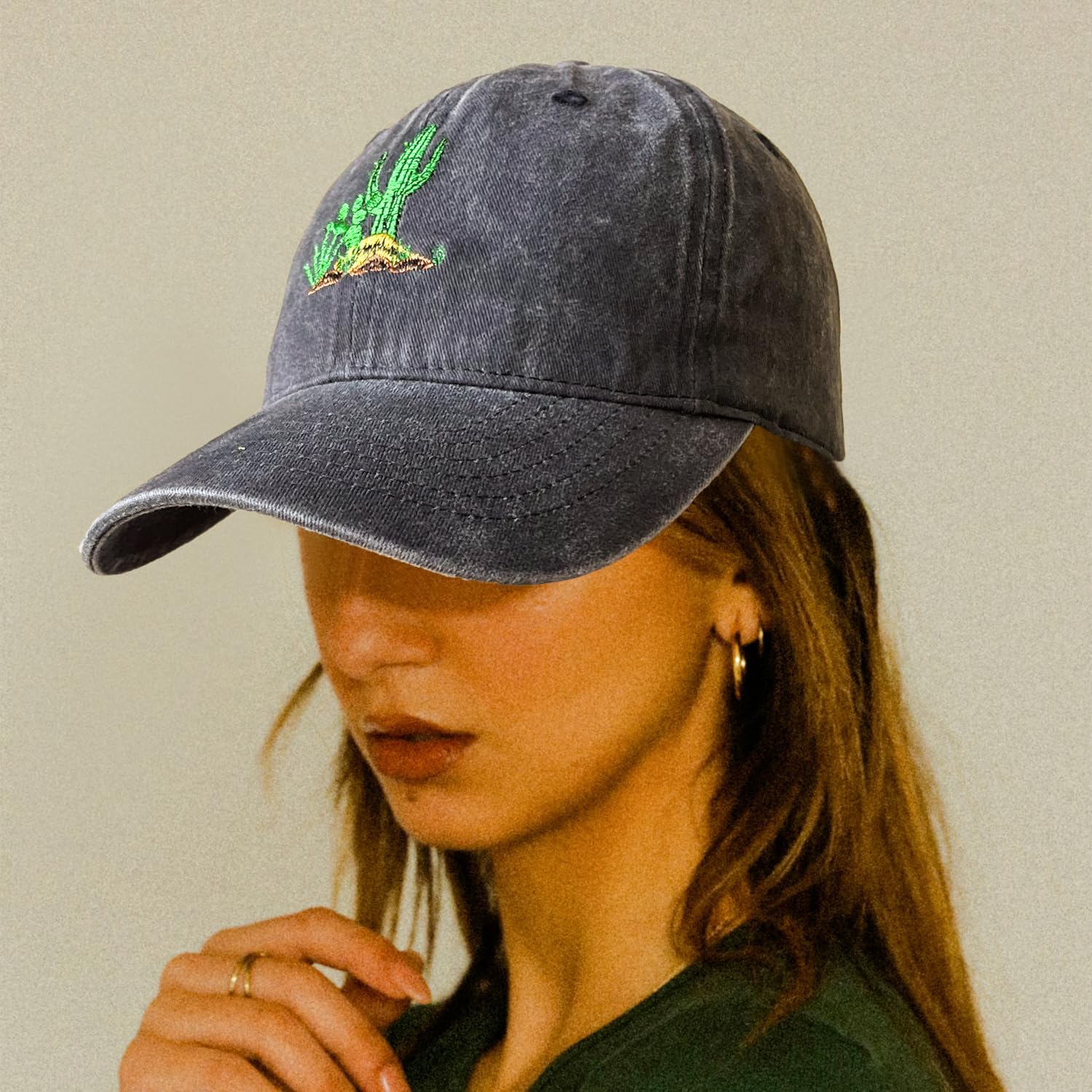 Cactus Embroidered Baseball Cap for Women Men Sun Cherry Adjustable Hat Gifts - Image 3