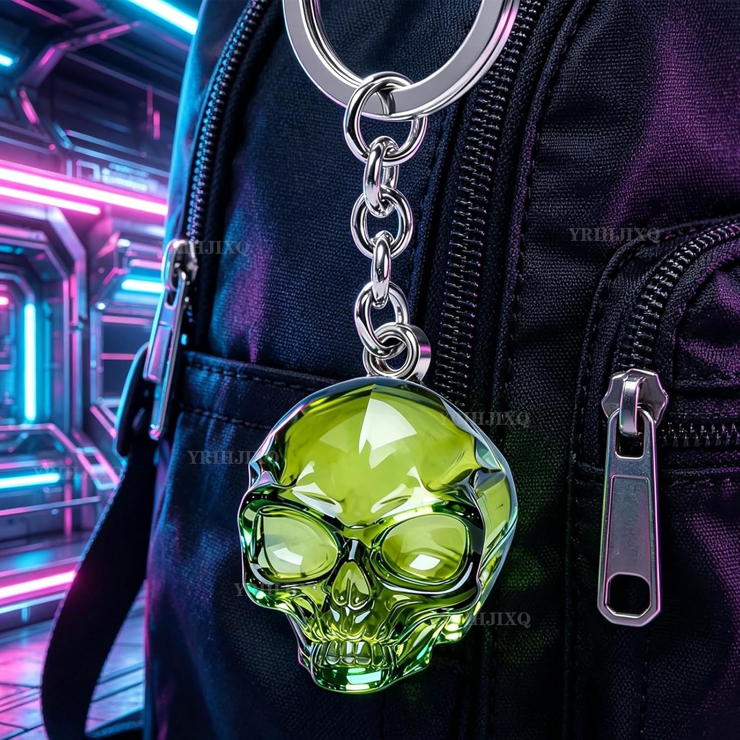 8Pcs 3D Aliens Resin Mold Head Skull Silicone Molds for Resin Epoxy Casting Molds with Keychain Rings,for DIY Halloween Charms,Gothic Pendants