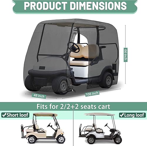Miniatura 2 de Funda para carrito de golf, para 4 pasajeros, 600D, impermeable, resistente al sol, accesorios para carrito de golf, techo de 81 pulgadas de largo,