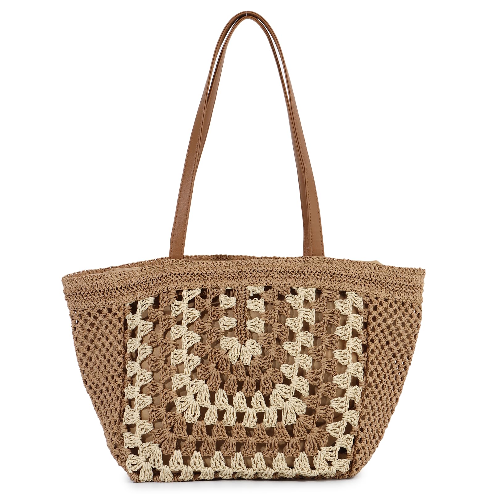 SUKUTU Bolso Hobo de paja para Mujer Bolso de Hombro Grande tejido a mano Bolso de playa para Vacaciones de verano